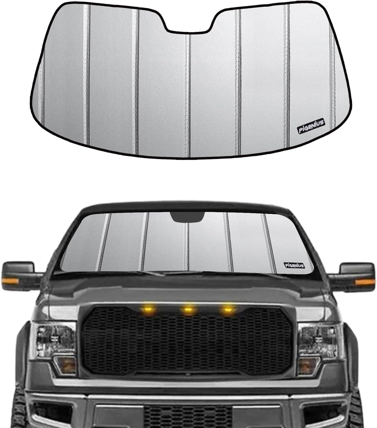 Pigenius Windshield Sun Shade for Ford F-150 2015-2020 Custom Front Window Sunshade- AstraGuard