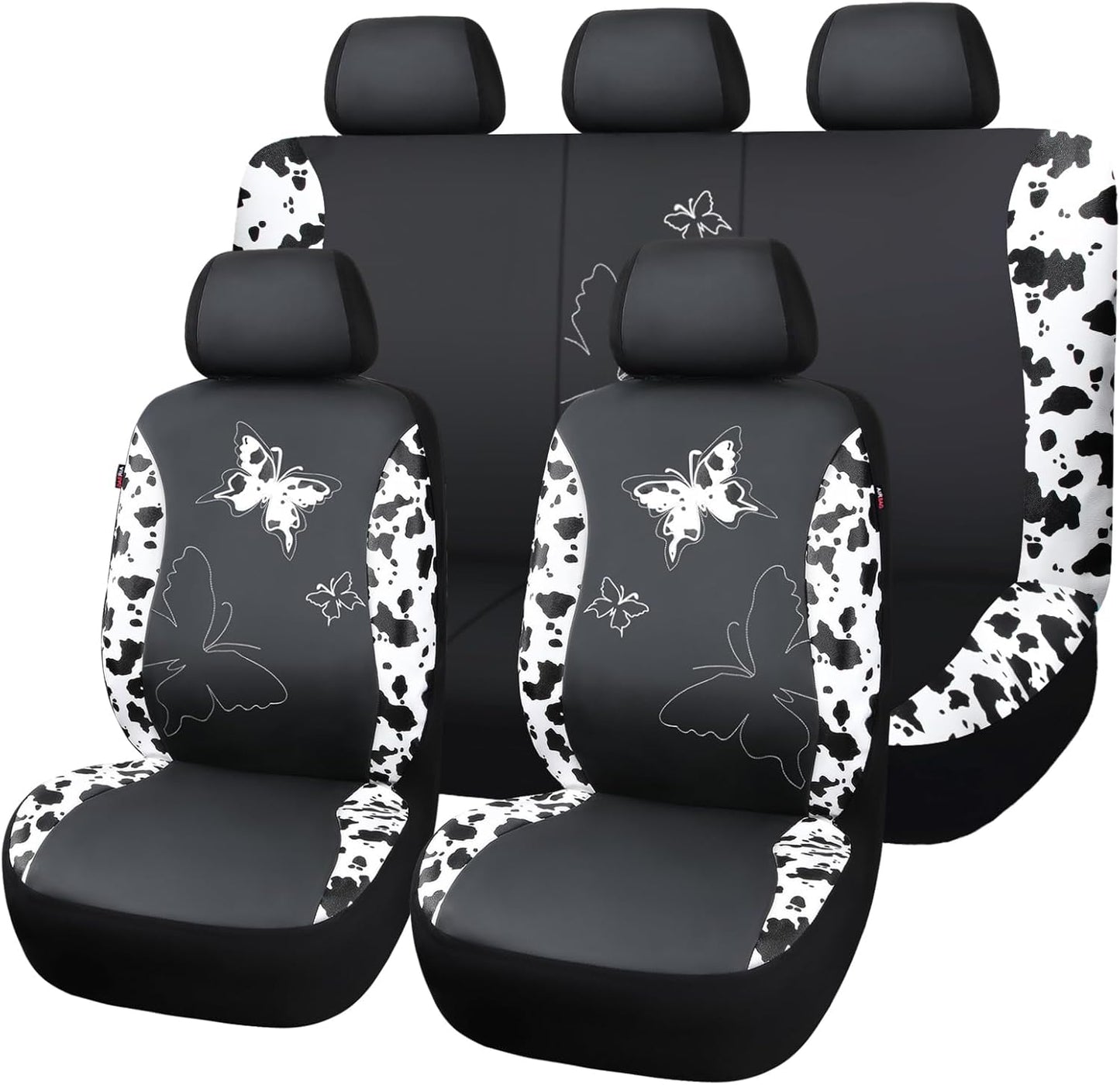 Flying Banner Butterfly car seat Covers ful Set Fashion Universal Lady Woman Female Rear Bench Split Colorized (Full Set, Purple)