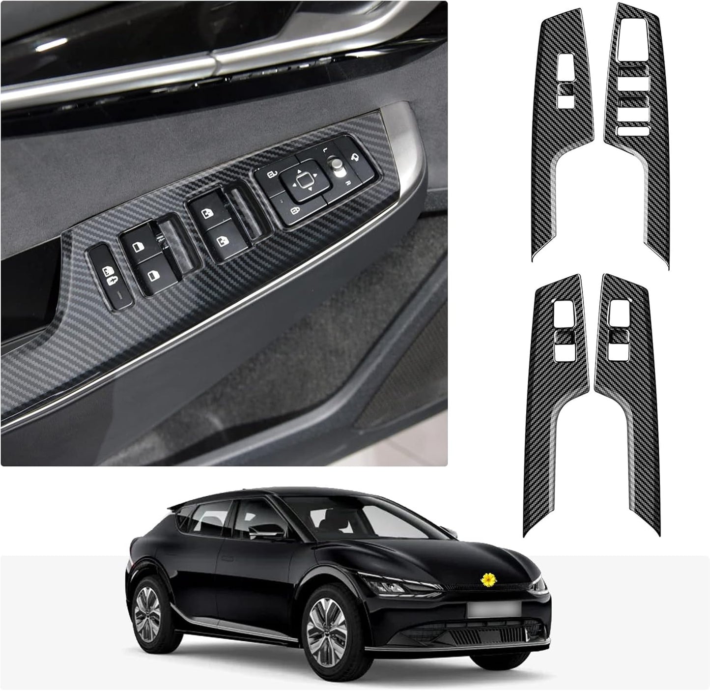 CDEFG Gear Shift Panel Cover for 2022 Kia EV6 Accessories Car Console Gear Shift Knob Panel Trim Decoration Frame Sticker Trim for 2022 EV6 Interior Accessories