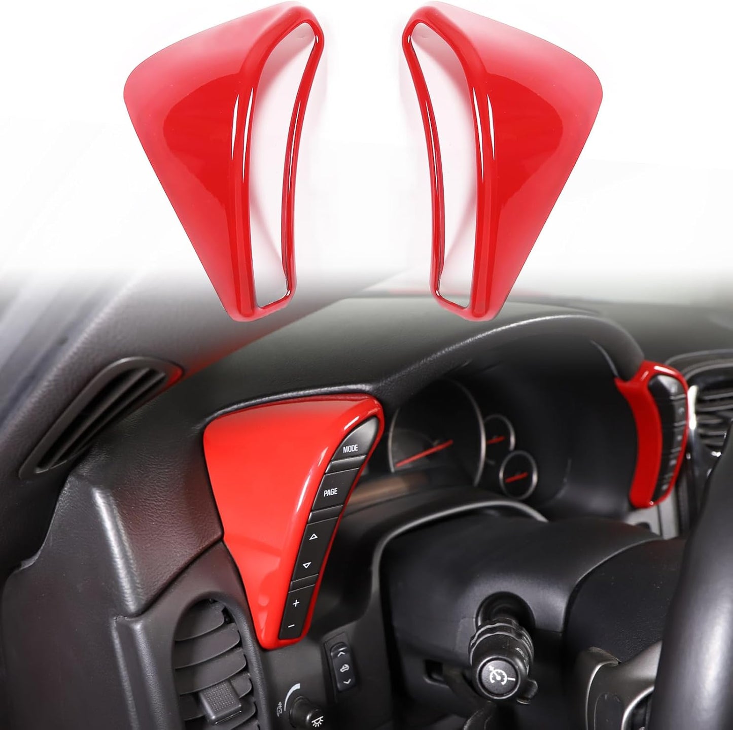 Dashboard Button Cover Trim Compatible with Chevy Corvette C6 2005-2013, Speedometer Bezel Cover Trim Frame Interior Accessories (Carbon Fiber Pattern)