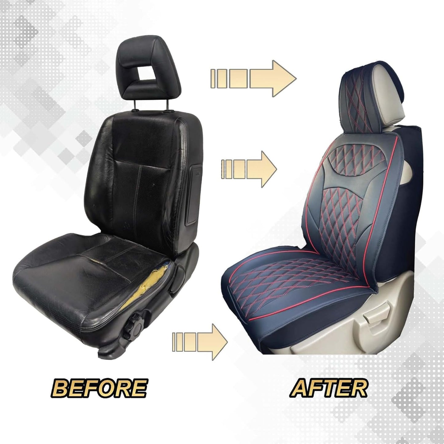 ZACKAUTO - 2 Pair Luxury PU Leather Car Seat Covers Protectors for Front Seat, Compatible with 90% Vehicles (Sedan SUV Truck Van) Front Seat, Black/Red