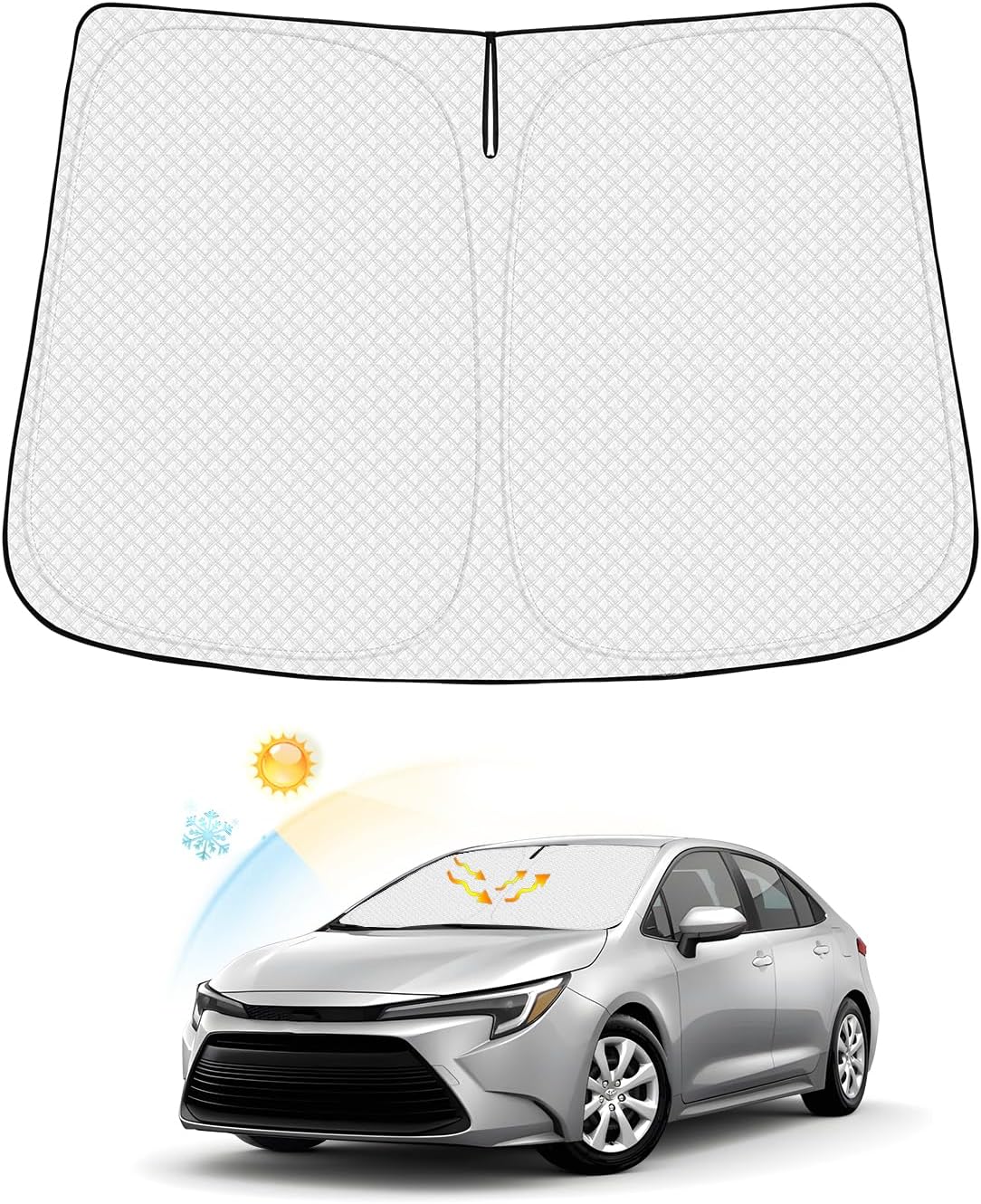 Canvcle Windshield Sun Shade for 2022-2024 2025 Kia Carnival Accessories Thicken 6-Layer Front Window Sunshade Cover Sun Visor Protector Foldable Block UV Rays Keep Vehicle Cool