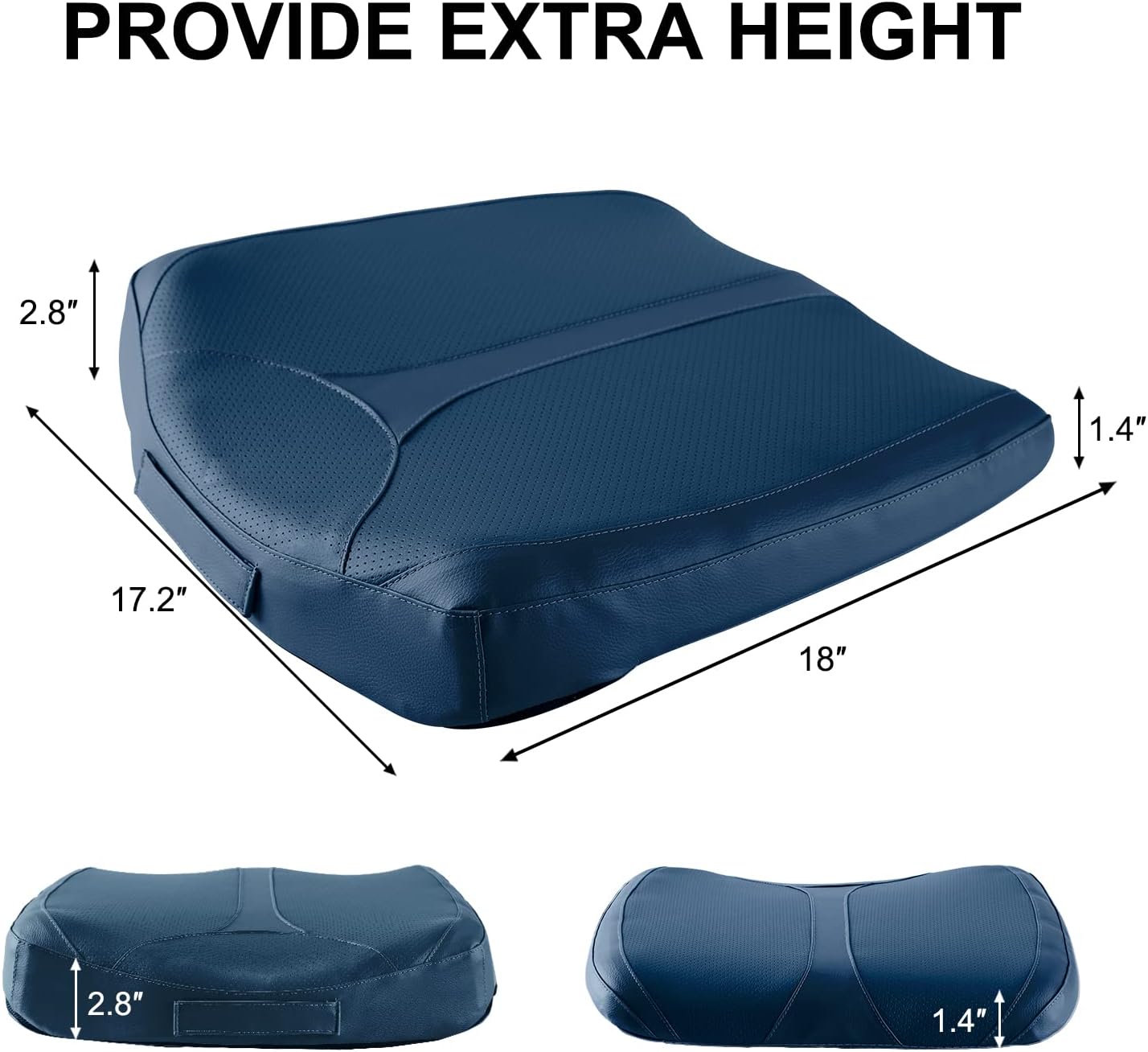 QYILAY Leather Car Memory Foam Heightening Seat Cushion for Short People Driving,Hip(Coccyx/Tailbone) and Lower Back Pain Relief Butt Pillows,for Truck,SUV,Office Chair,Wheelchair,etc. (Blue