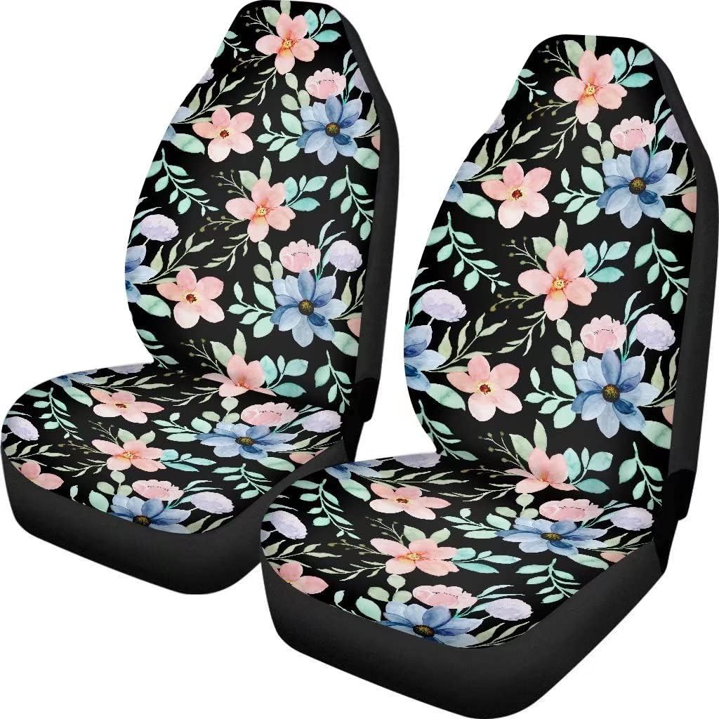 KEIAHUAN Galaxy Owl Car Seat Cover for Women Men, 2 Packs High Back Bucket Universal Fit Auto Seat Covers for Cars, Trucks, SUV, or Van