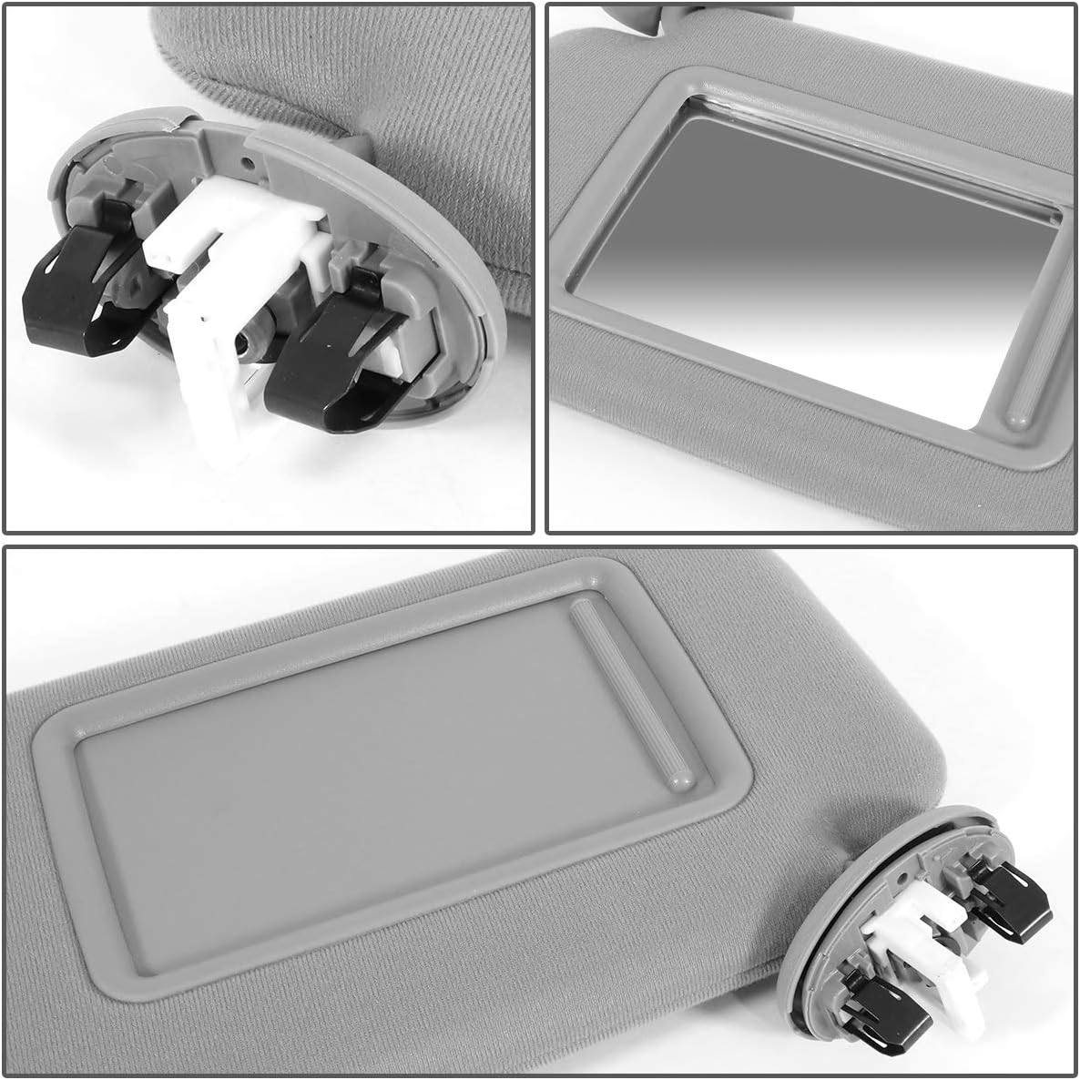 DNA MOTORING Left Driver Side Sun Visor Compatible with 07-11 Camry, 74320-06800-B0 7432006310B2 7432006311B2 7432006312B2 7432033F00B, ZTL-Y-0156-GY