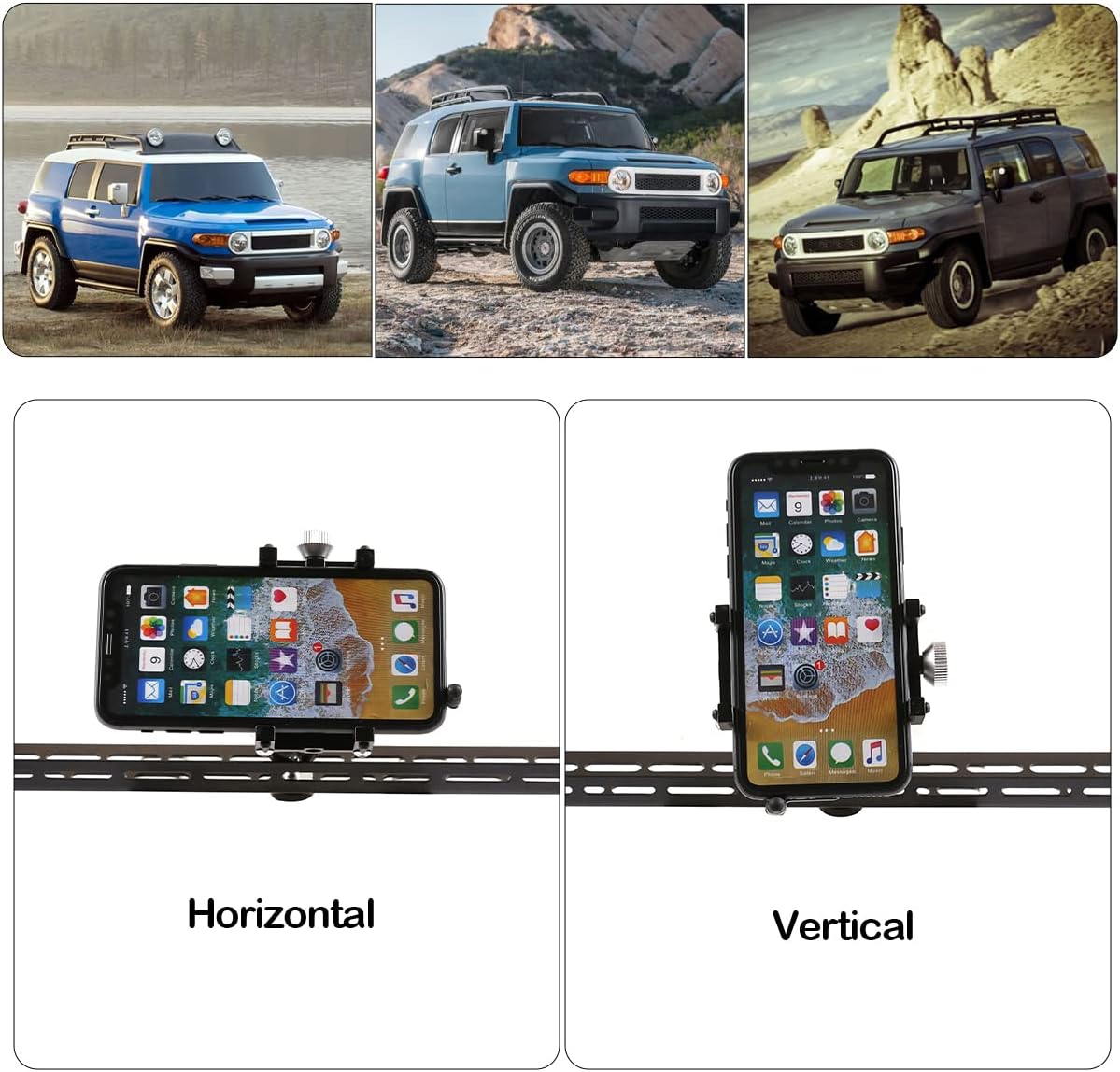 LLKUANG Car Instrument Panel Track Mobile Phone Holder Trim for Toyota FJ Cruiser 2007-2021 Central Control Air Vent Multifunctional Mobile Phone Holder (Style 1)