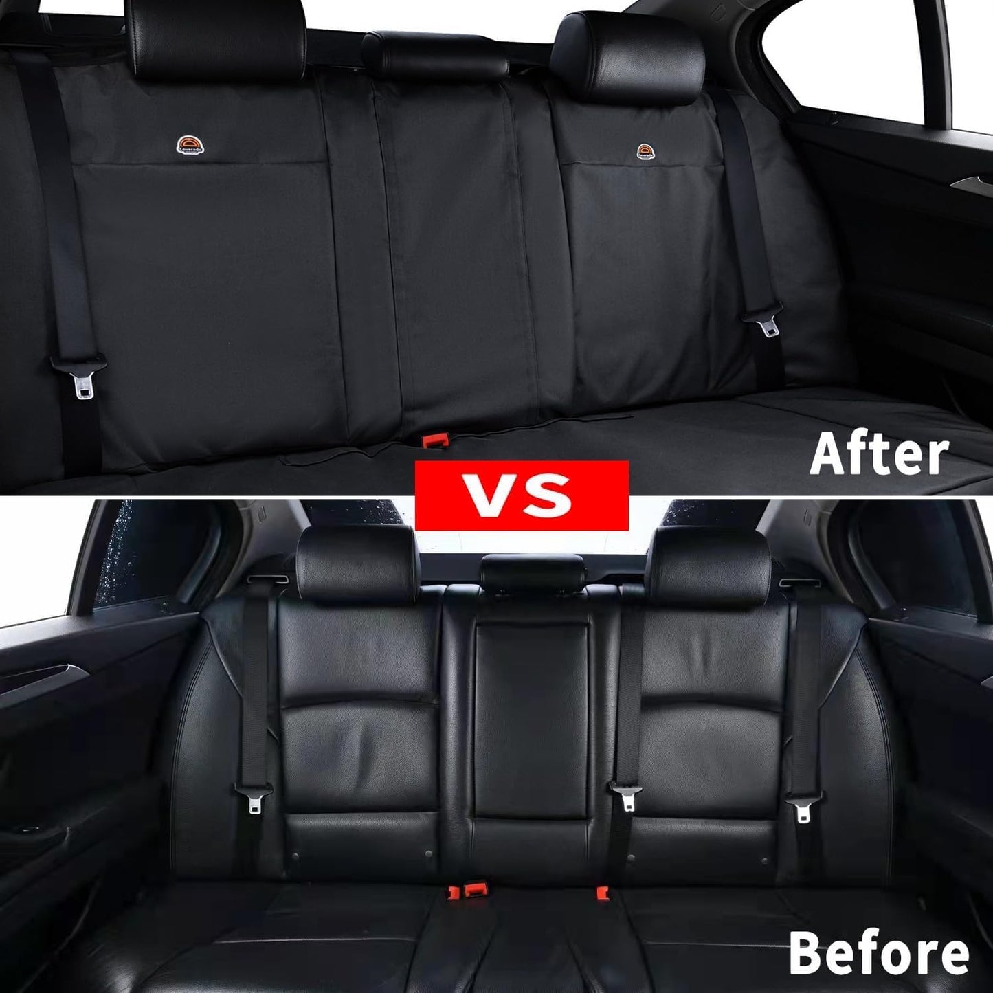 Coverado Waterproof Car Back Seat Cover, Oxford Rear Seat Cover for Car Back Seat Protector for Kids & Dogs, Universal Fit for Cars SUVs Trucks and Vans(L,Black)