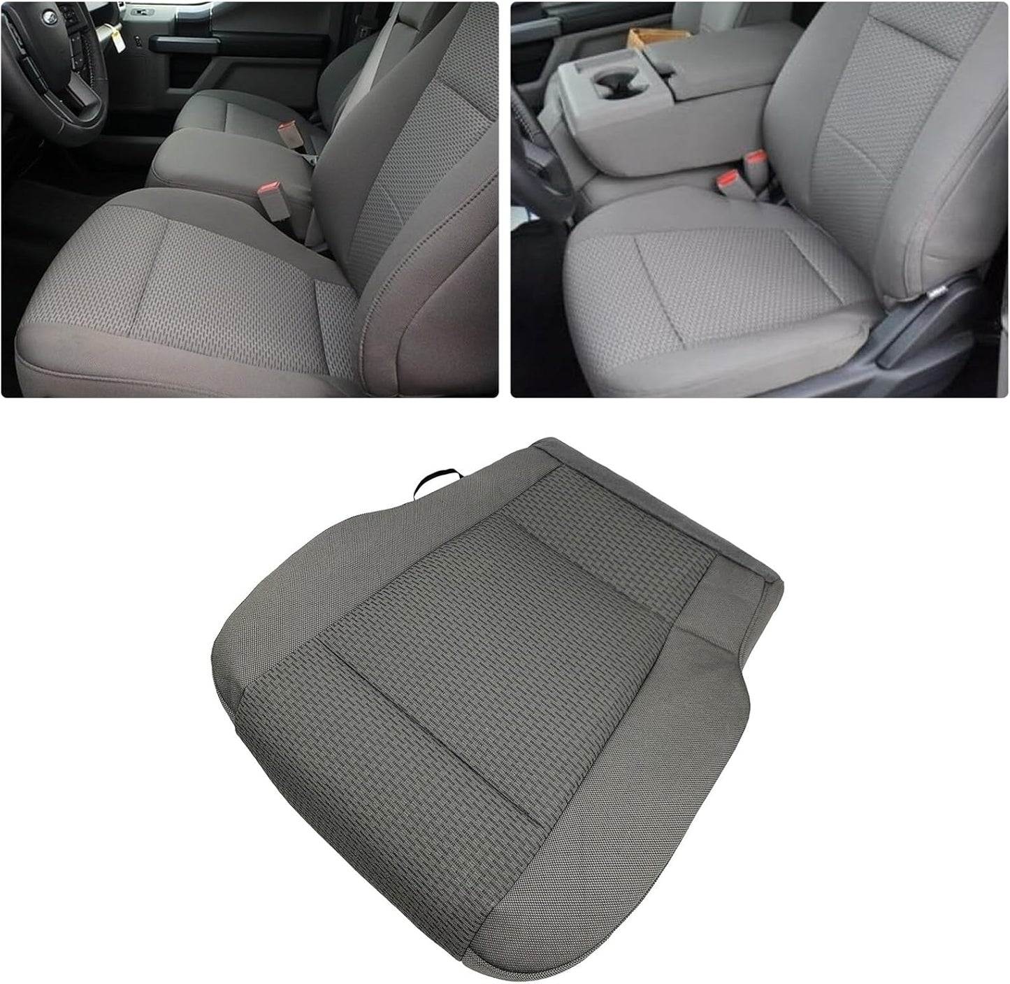 Driver Bottom Cloth Seat Cover Fits F150 2015 2016 2017 2018 2019 2020, XLT Super Duty Classic Cloth Seat Protector Cushions | Front | Washable | Durable | Breathable | Light Gray