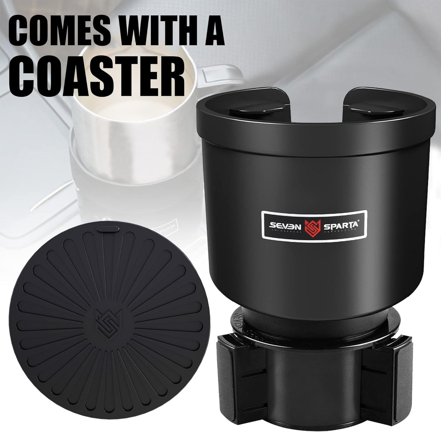 Upgraded Car Cup Holder Expander Adapter with Offset Adjustable Base, Compatible with Yeti 14/24/36/46oz Ramblers, Hydro Flasks 32/40oz, Other Large Bottles Mugs in 3.4"-4.0", 2 Pack