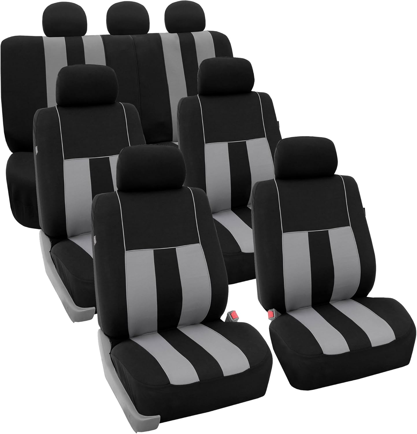 FH Group Three Row Striking Striped Full Set Car Seat Covers, Airbag Compatible & Split Ready – Universal Fit for Cars Trucks & SUVs (Blue) FB036217