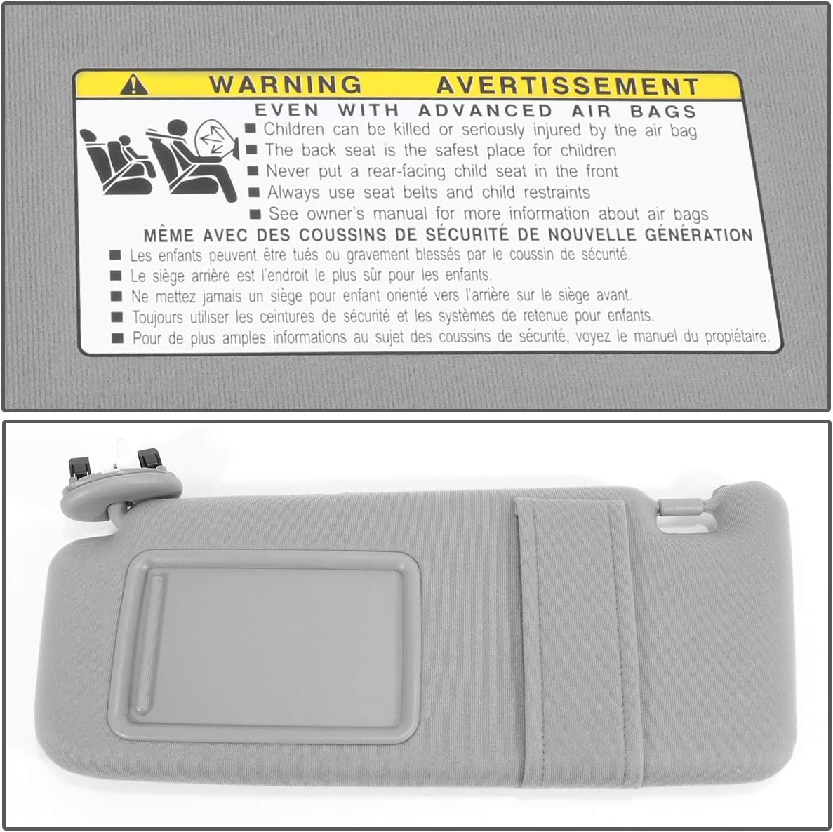 DNA MOTORING Left Driver Side Sun Visor Compatible with 07-11 Camry, 74320-06800-B0 7432006310B2 7432006311B2 7432006312B2 7432033F00B, ZTL-Y-0156-GY