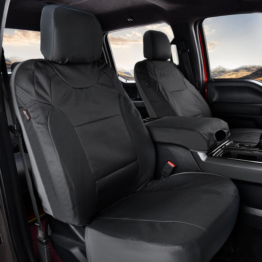 Coverado Front Seat Covers, Waterproof Oxford Seat Protector for Car Seat Cushions for Kids & Dogs, Pickup Truck Seat Covers Fit for 2015-2023 Ford F150&2017-2023 Ford F250 F350 F450(Black, 2PCS)