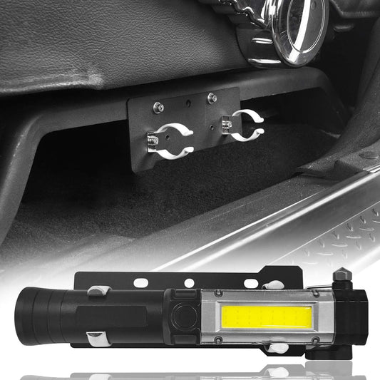 Hooke Road Wrangler Flashlight with Front Seat Mount LED Emergency Flashlight Kit for 2011-2018 Jeep JK Wrangler & Unlimited