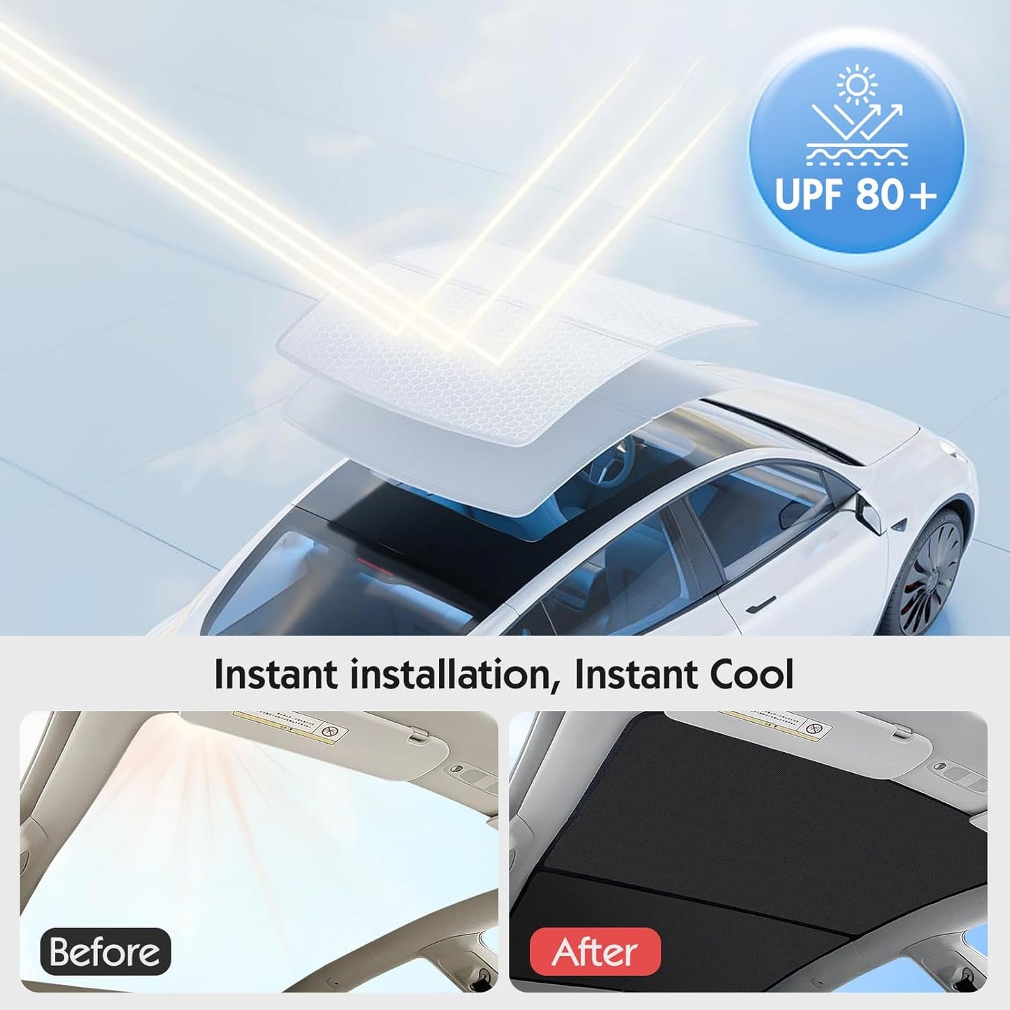 2024 Model 3 Sunshade Roof, Patent Magnetic Seamless Design for Tesla Model 3 Sunshade Accessories with No Gaps at All, Heat Insulating Sun Shade, with Storage Bag,Black