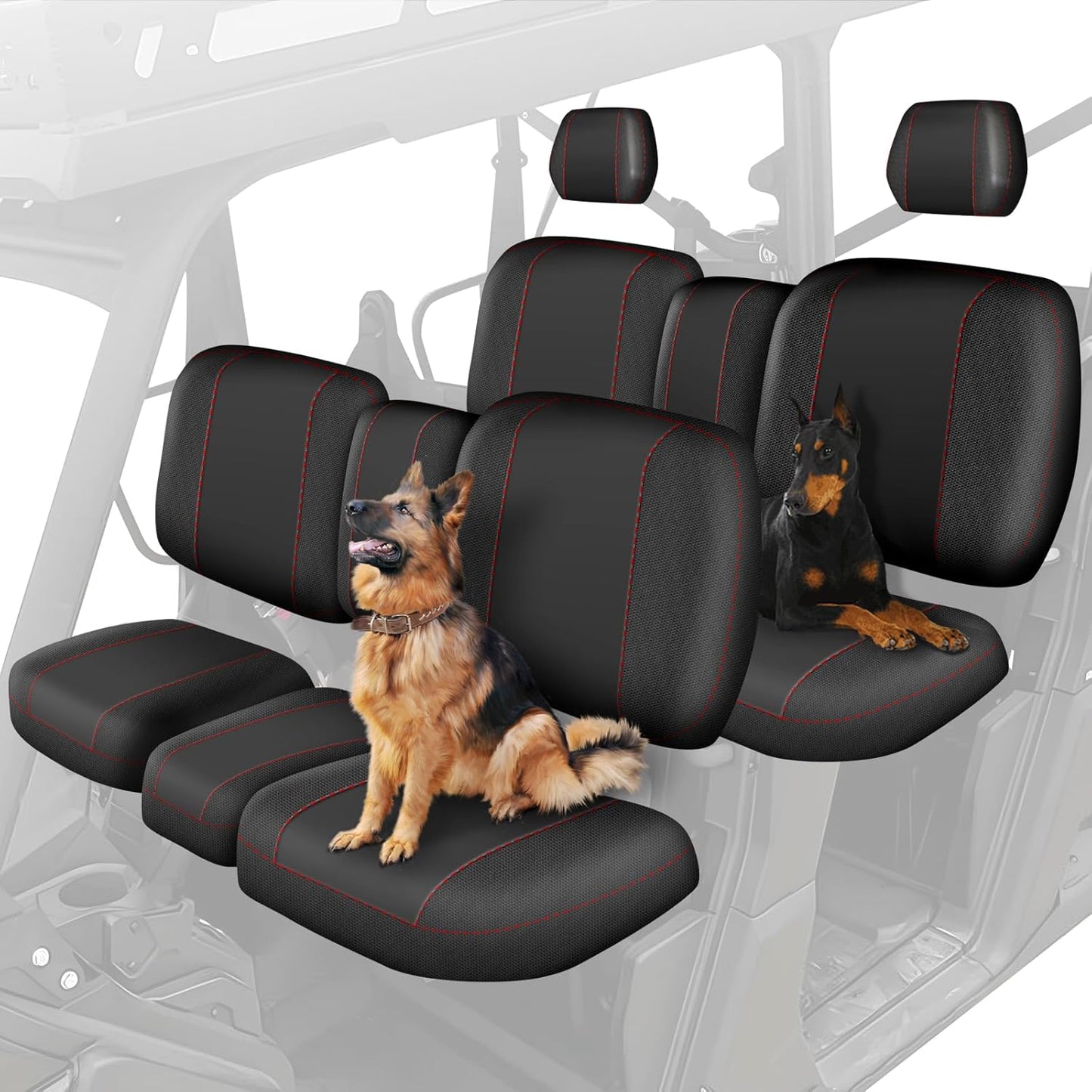 BORDAN UTV Seat Cover for 2002-2008 Polaris Ranger 500 700 800(Front Seat Only), Heavy Duty 1680D Waterproof Full Protection Outdoor Bench Seat Cover Set(4 PCS)