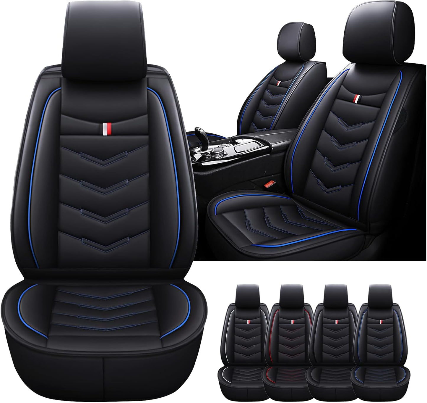 Car Seat Cover for Kia Soul 2010-2024, Waterproof Durable Compatible Airbag, Premium Leather Seat Protector(2 Seats Standard,Black)