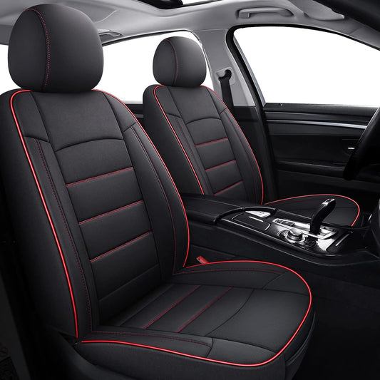 Coverado Car Seat Covers 2-Pack, Front Seat Covers for Cars, Waterproof Neoprene Universal Car Seat Cover Cushions, Auto Car Seats Protective, Seat Covers for Most Cars Trucks Vans SUV Black&Red