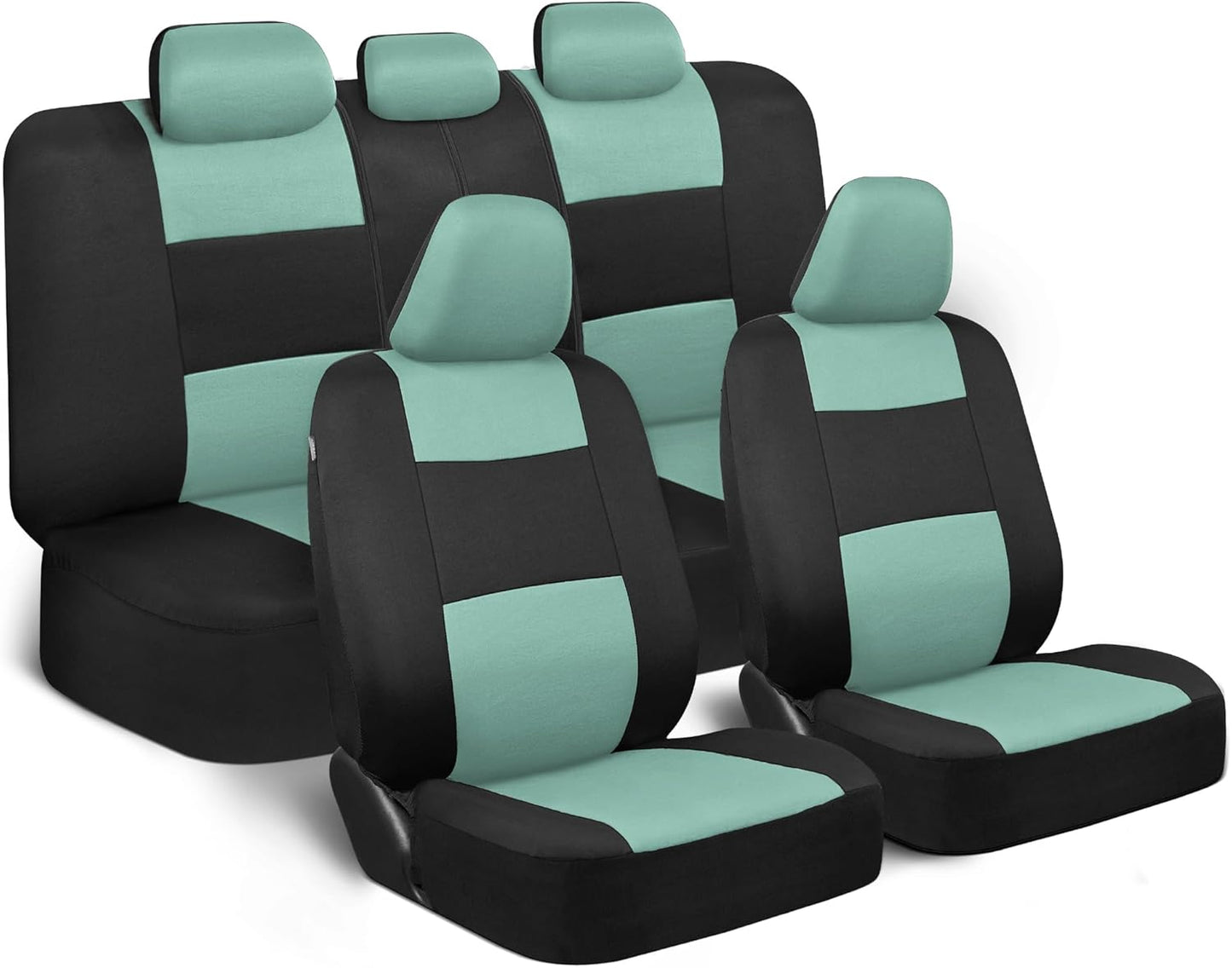 BDK PolyPro Car Seat Covers Full Set in Charcoal on Black – Front and Rear Split Bench for Cars, Easy to Install Cover Set, Accessories Auto Trucks Van SUV
