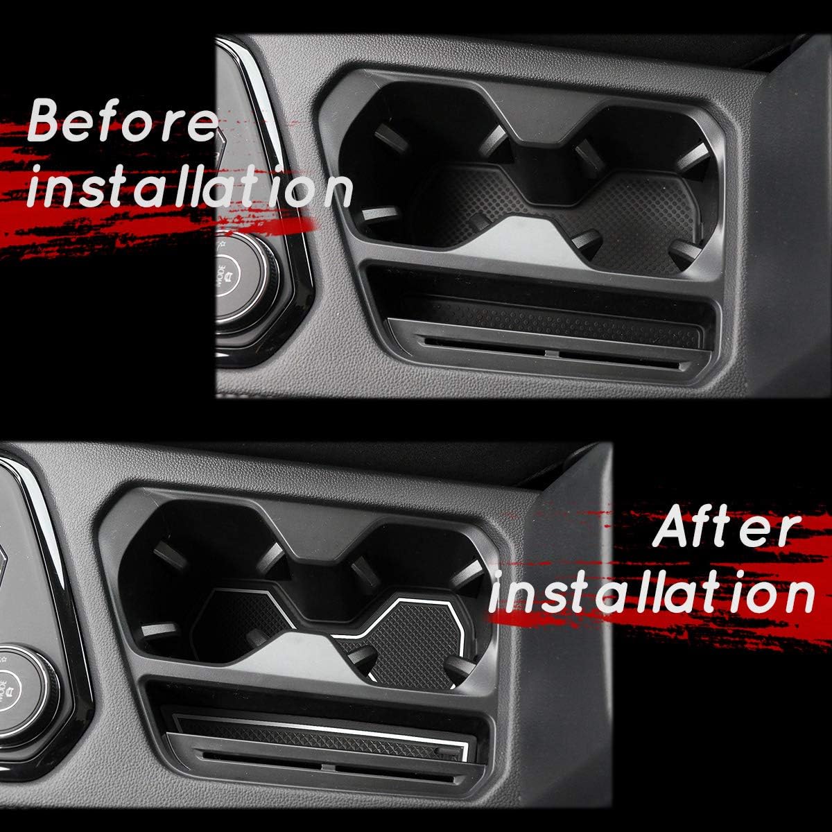 Auovo Anti Dust Mats for Volkswagen VW Tiguan Accessories 2024 2023 2022 2021 2020 2019 2018 Custom Cup Holder Door Center Console Liners Inserts for VW Tiguan (19pcs/Set) (White Trim)