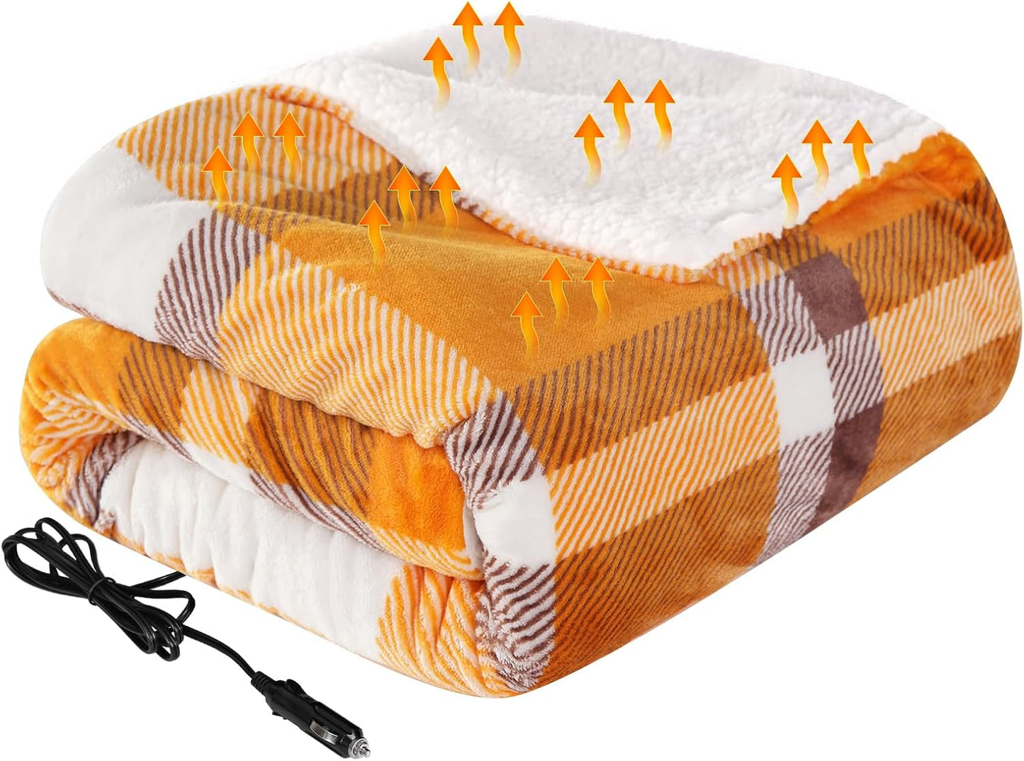 Westinghouse Heated Car Blanket with 3 Heating Levels, 4 Hours Auto Off, 12 Volt Electric Blanket for Car, Truck, SUV, RV, Portable Heated Throw for Camping, Machine Washable, 59" x 43? (Navy)