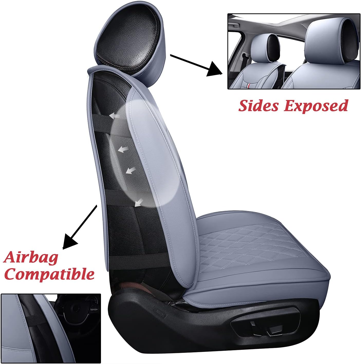 Coverado DJCP03 PVC Seat Covers (Gray, FrontPair)
