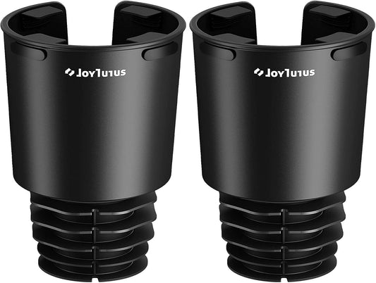 JOYTUTUS Upgraded Car Cup Holder Expander with Offset Base, Compatible YETI, Hydro Flask, Nalgene, for Hold 18-40 oz Bottles and Mugs, Other in 3.4''-3.8'' (2 Pack), Black