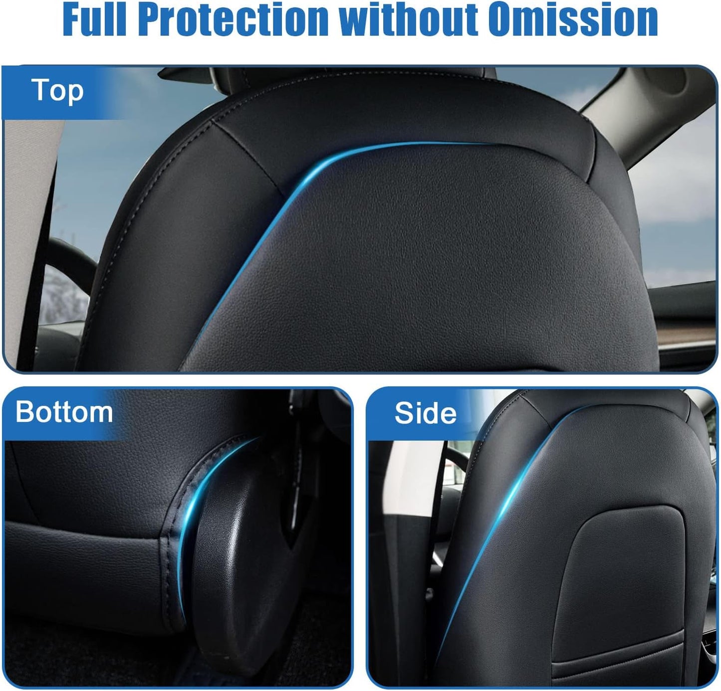 Fit for Tesla Model 3 Model Y Accessories Seat Covers Car Kick Mats Back Seat Protector(Set of 2)