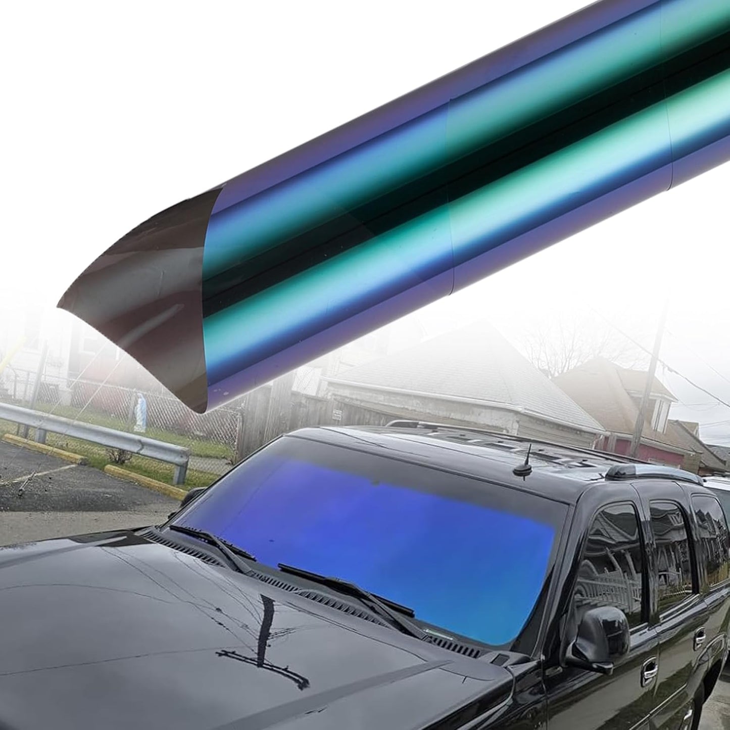 Dark Blue Chameleon Windshield Tint Car Window Foils Solar Protection Film Windshield Sun Shade Tint Film 29.5'' x 118''