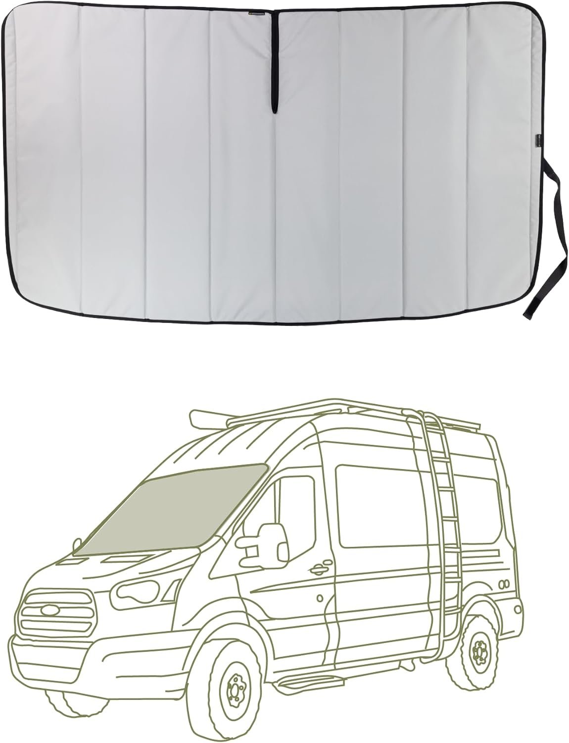 VanEssential Insulated Blackout Crew Window Cover Designed for Ford Transit Van Year 2015 to Current with NO Plastic Trim - Cool Gray