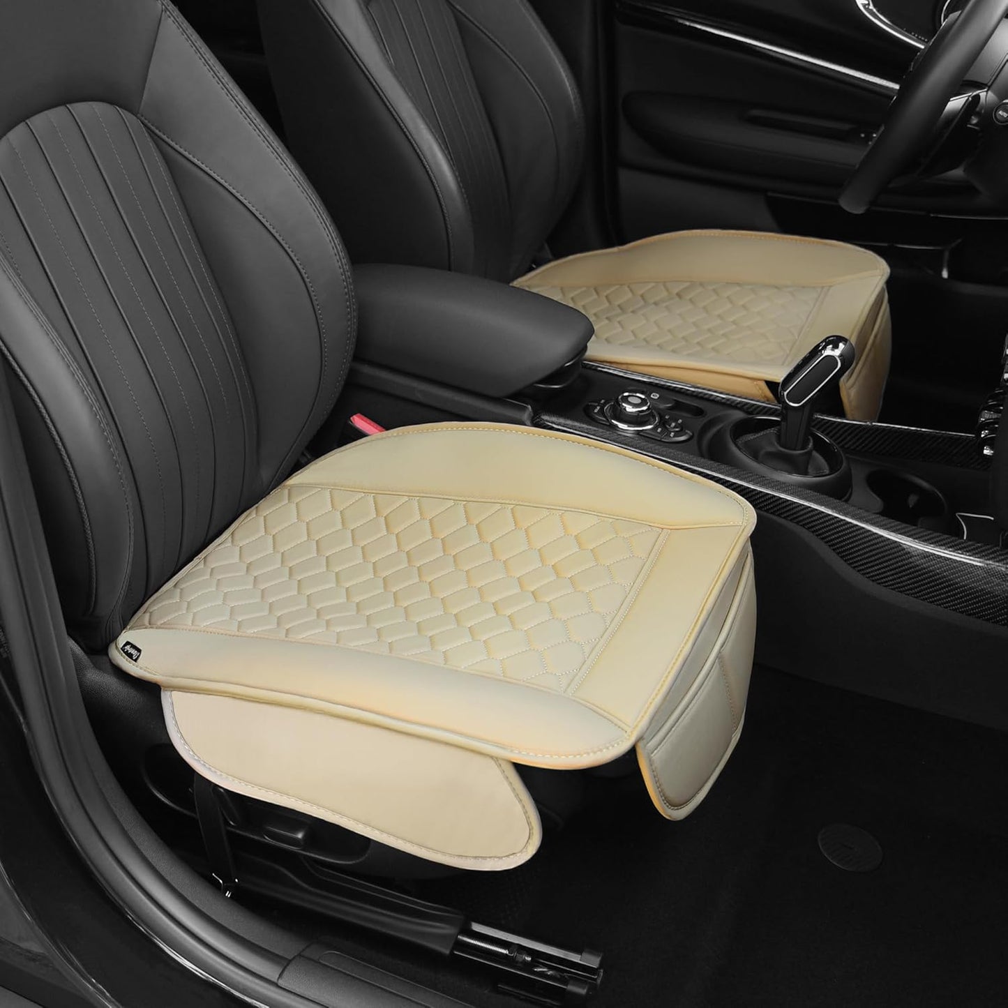 Elantrip 2PCs Front Car Seat Covers Leather Water Proof Seat Protector Universal fit for Most Cars SUVs and Trucks Black