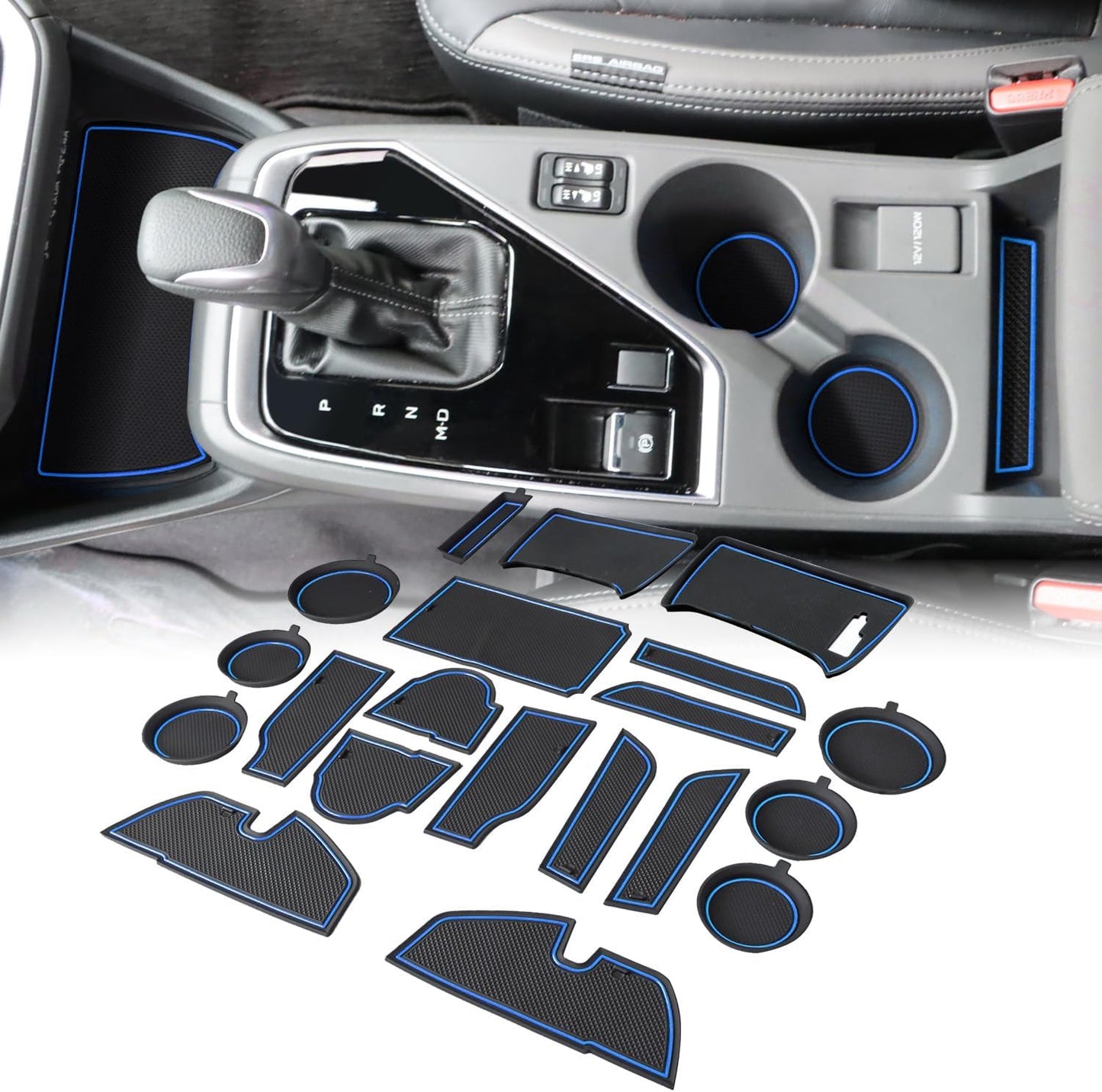 Auovo Cup Holder Inserts Liners Compatible with Subaru Crosstrek 2024 2025 Impreza Accessories Car Custom Center Console Door Pocket Mats Pads 19PCS (Gray Trim)