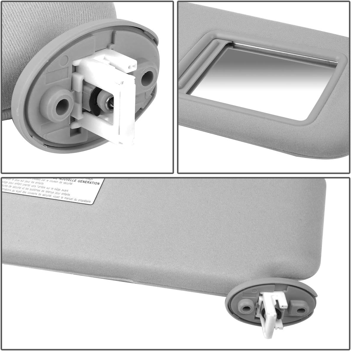 DNA MOTORING Right Passenger Side Sun Visor Compatible with 09-16 Venza, 74310-0T022-A1 743100T021A1 7431073020A0, ZTL-Y-0157-R-GY