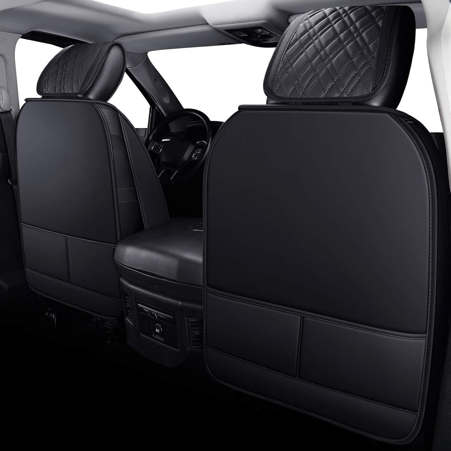 YIERTAI Car Seat Covers Compatible with Dodge Ram Custom Fit 2009-2025 1500 2500 3500 Pickup Mega Cab Limited Longhorn Laramie Bighorn Waterproof Leather Seat Protectors, 2 PCS Front Black