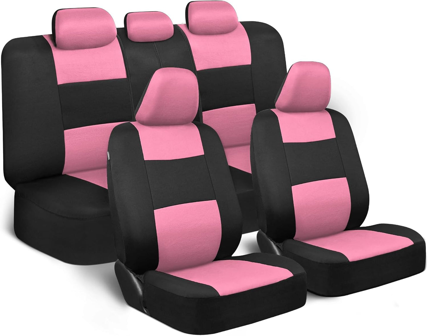BDK PolyPro Car Seat Covers Full Set in Charcoal on Black – Front and Rear Split Bench for Cars, Easy to Install Cover Set, Accessories Auto Trucks Van SUV