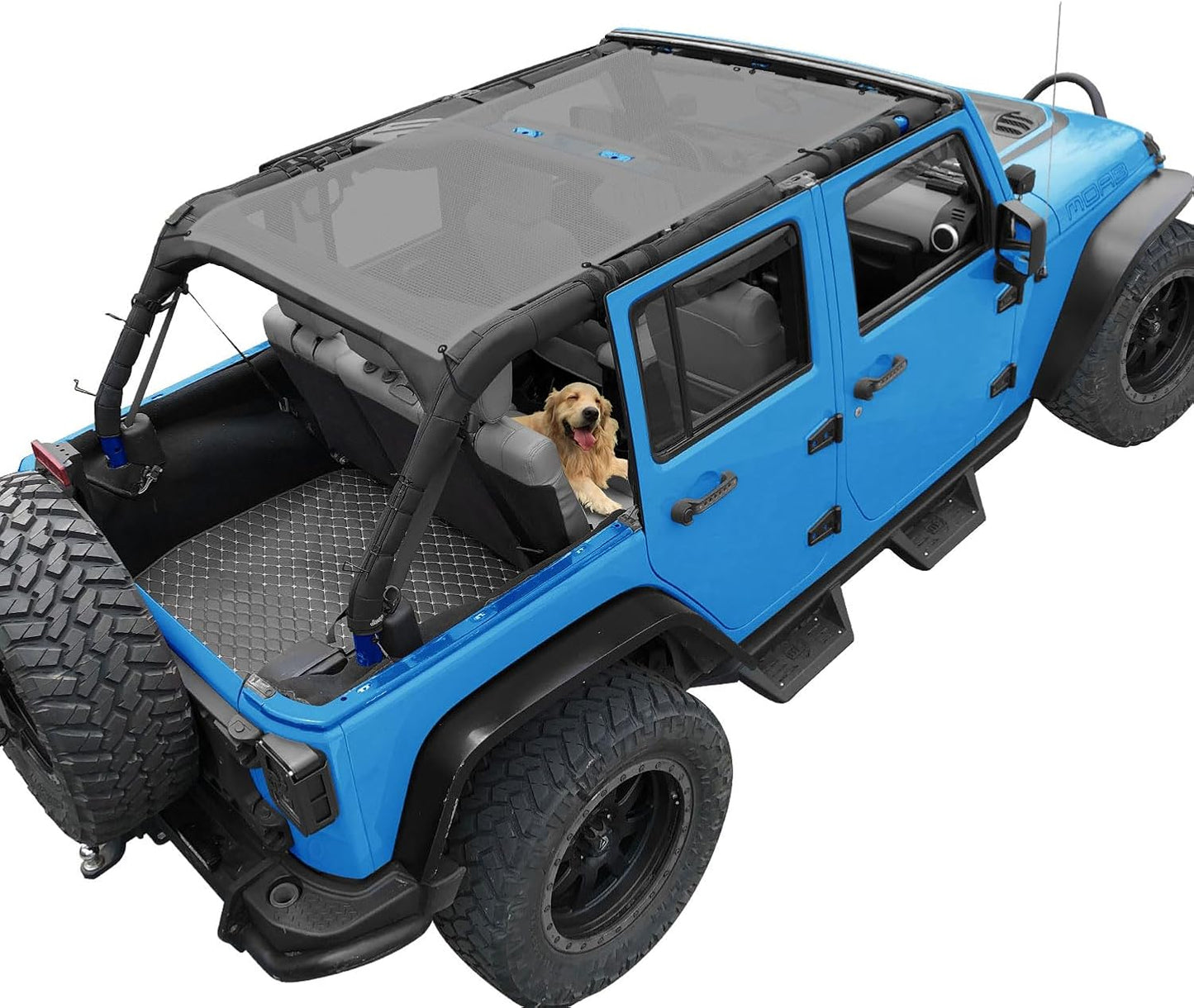 Coverspec JT Top Sun Shade Roof Compatible with Jeep Gladiator JT (2018-2023) 4 Door Jeep Sunshade Top Sunroof Bikini Cover- Blocks UV, Wind, Noise - Black Mesh for Full Length