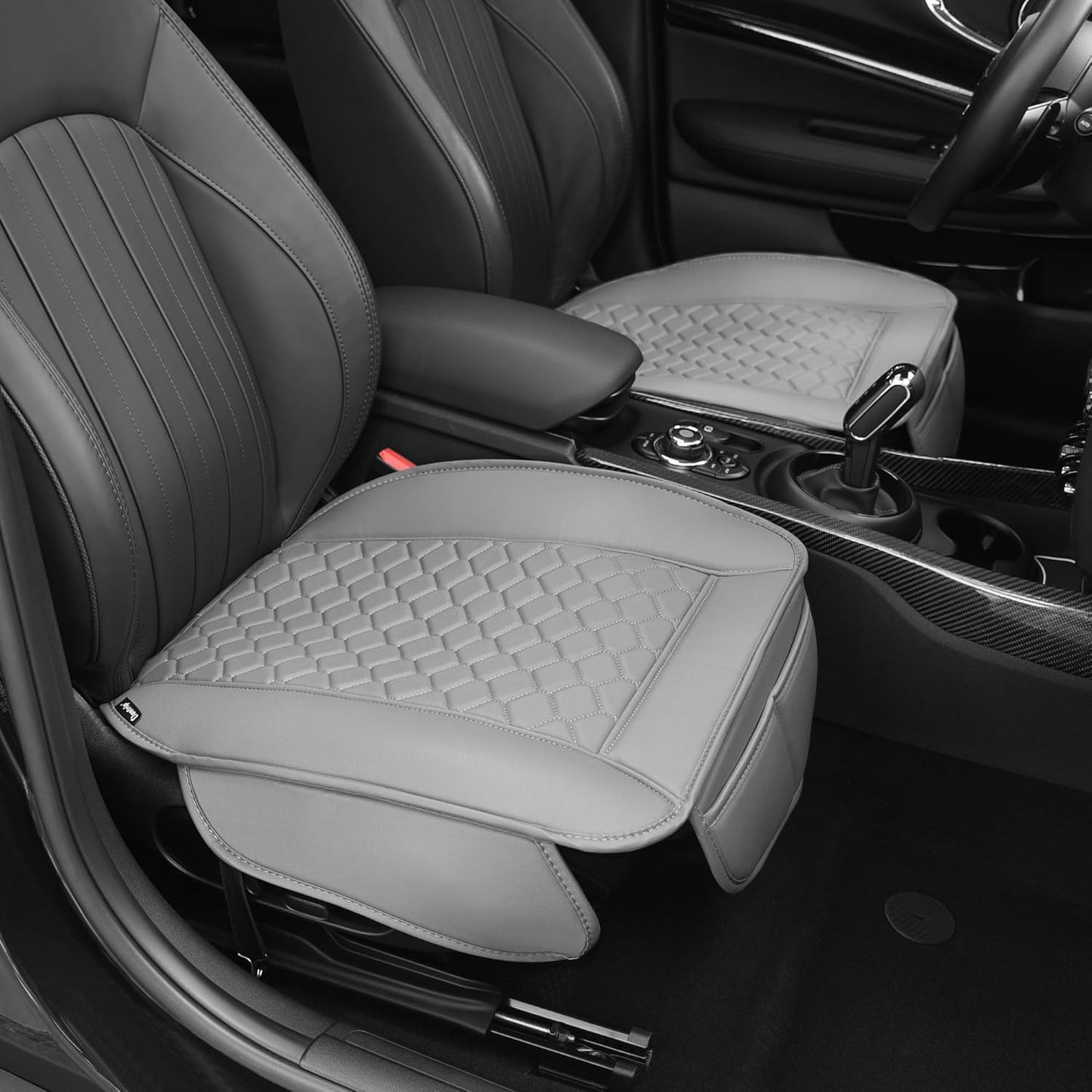 Elantrip 2PCs Front Car Seat Covers Leather Water Proof Seat Protector Universal fit for Most Cars SUVs and Trucks Black