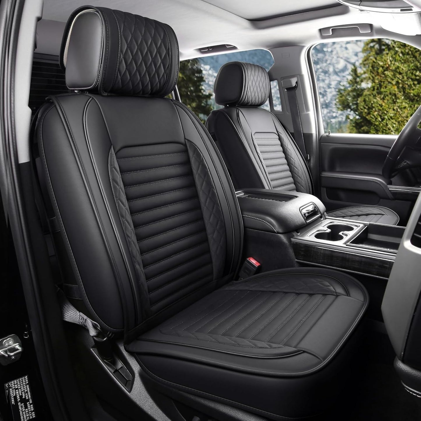 JOJOBAY Chevy Silverado Seat Covers,GMC Sierra Seat Covers,Custom Fit 2007-2024 1500 2500HD 3500HD Crew Double Extended Regular Cab,LT LZT RST Trail Boss(Front Pair,Black Red)