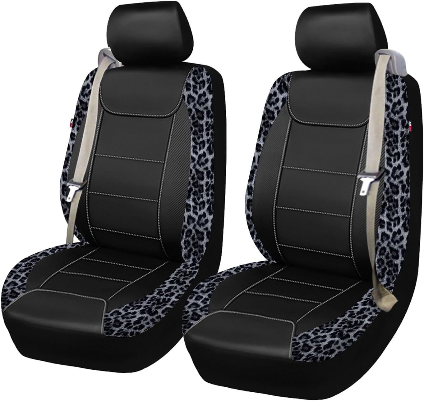 Flying Banner car seat Covers Quality Carbon Fiber Air Mesh Fabric Sport Low High Back Bucket Back Pocket Arm Rest (2 Fronts - High Bucket, Blue)