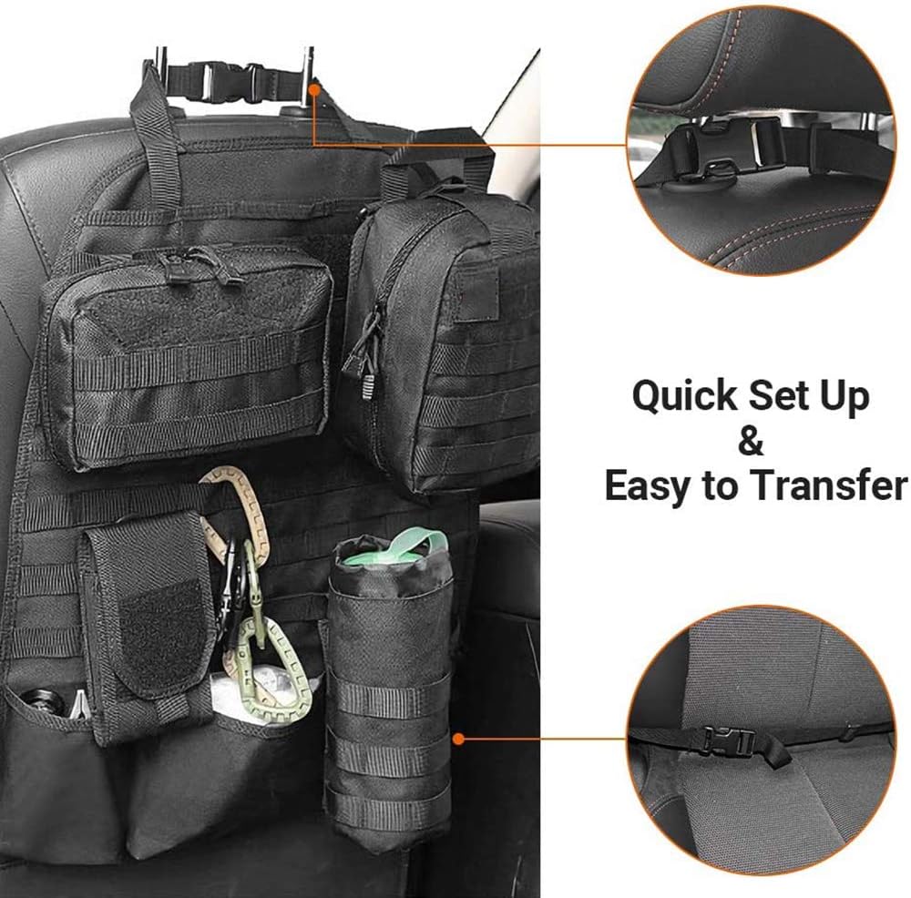 AIRSOFTPEAK Car Backseat Organizer Tactical Molle Panel Seat Back Protector Cover Nylon Vehicle Car Back Seat Cover Pocket Storage