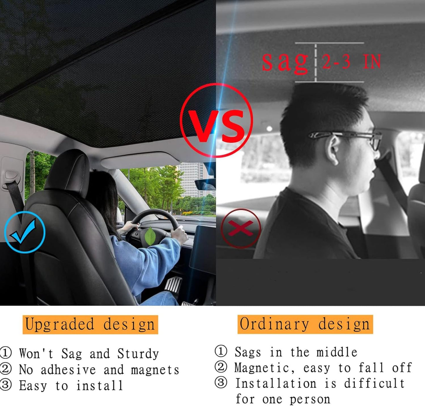 Newellev Tesla Model Y Sunshade Roof Windows Shade Reject UV/Heat Won't Sag Glass Roof Sunshade Fit for Model Y Accessories 2022 2021 2020 (Set of 2)… MY Roof Sunshade
