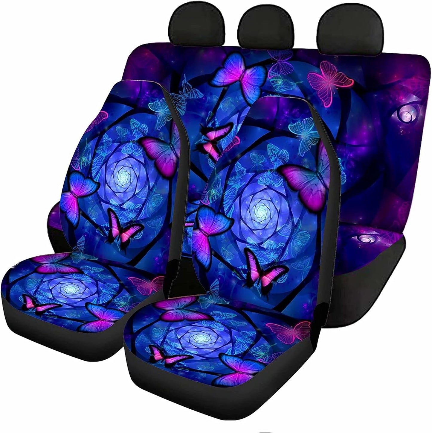 AFPANQZ Oriental Dragon Print Car Seat Covers Full Set for Back Seat Front Seats Universal Fit Most Cars SUVs Trucks Vans Comfortable Auto Seat Protection Full Set for Women Men Black Red