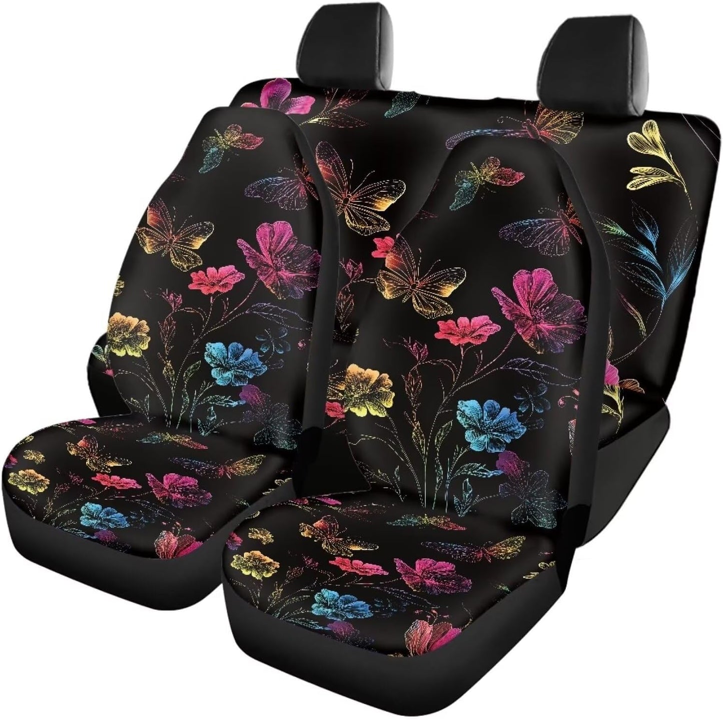 AFPANQZ Oriental Dragon Print Car Seat Covers Full Set for Back Seat Front Seats Universal Fit Most Cars SUVs Trucks Vans Comfortable Auto Seat Protection Full Set for Women Men Black Red