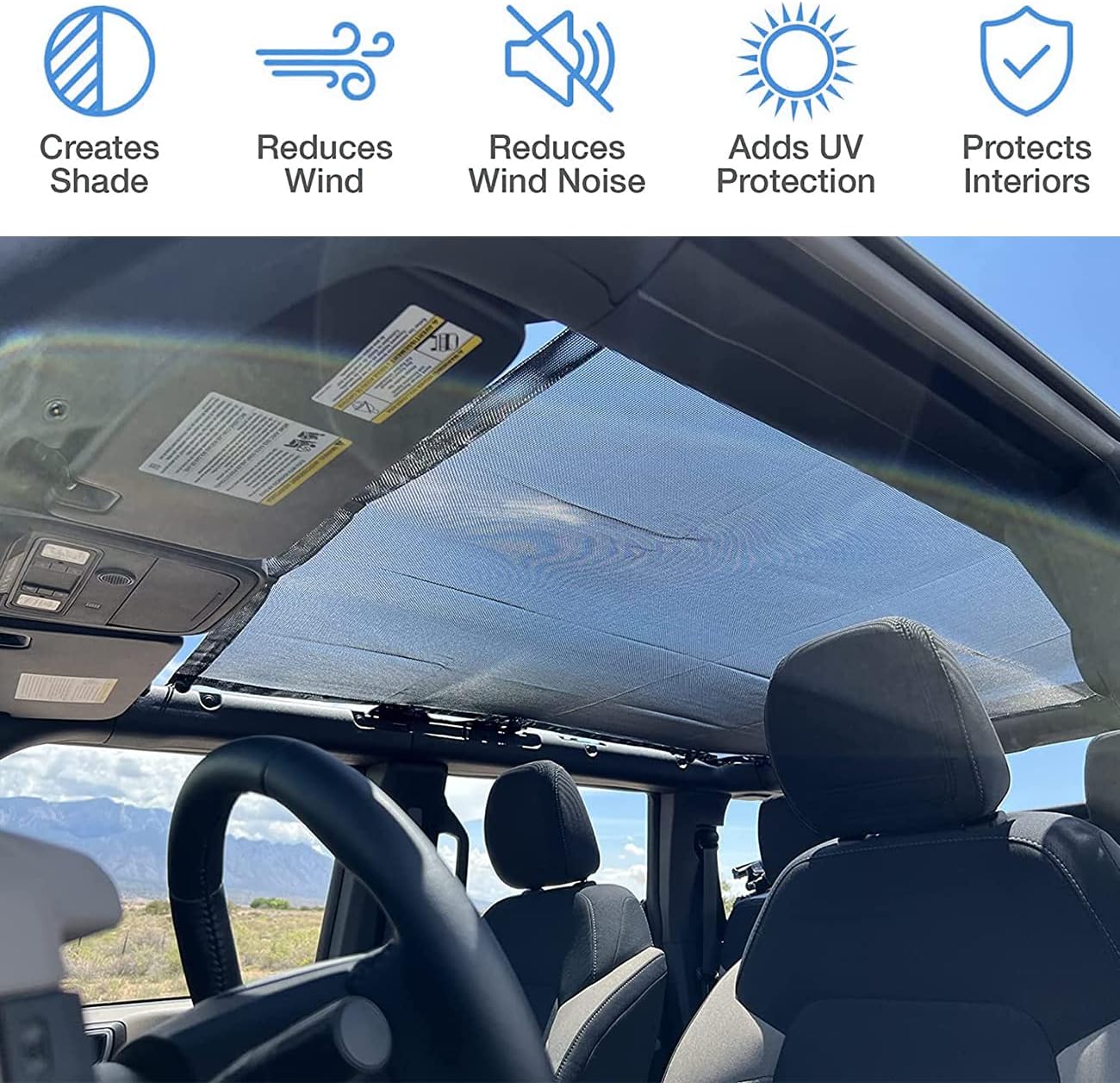 ROMASO Sunshade fit for Bronco 2021 2022 4-Door,Sun Shade Mesh Top for Ford Bronco,Heavy Duty Mesh Sunsahde Top(Yellow)