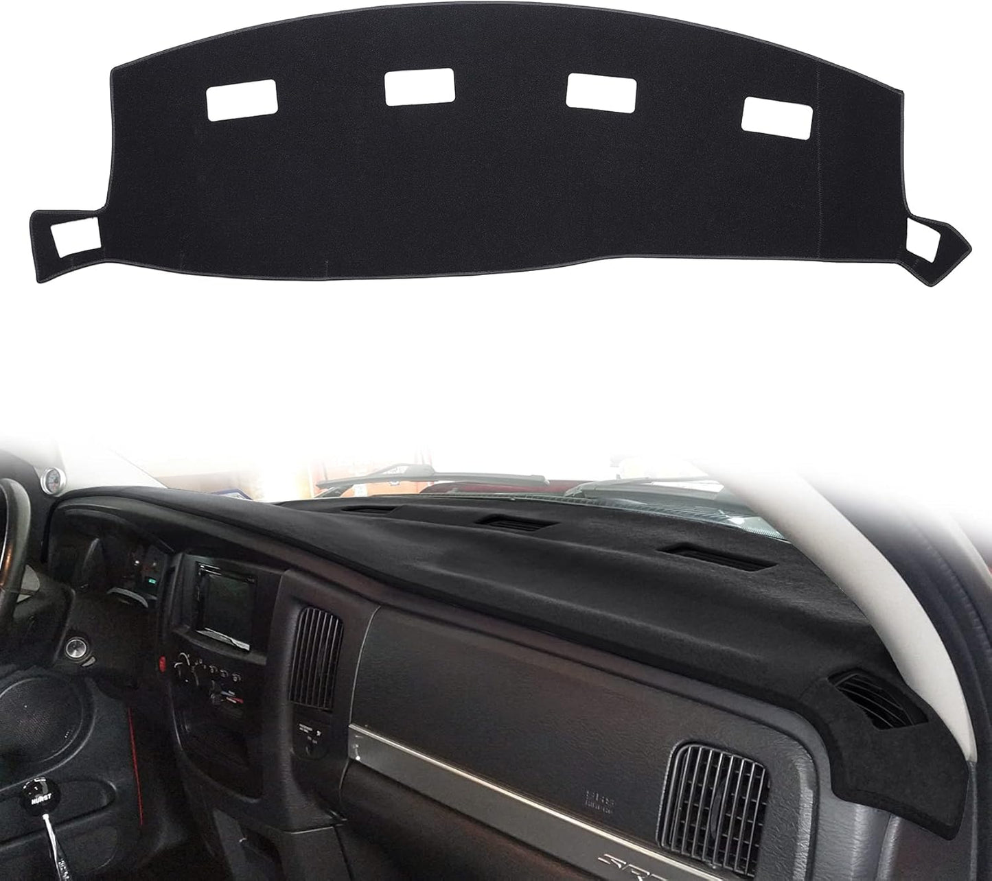 HanLanKa Dashboard Cover Dash Cover Mat Pad Compatible with Dodge Ram 1500 2500 3500 1998 1999 2000 2001 (Ram 98-01, Black)