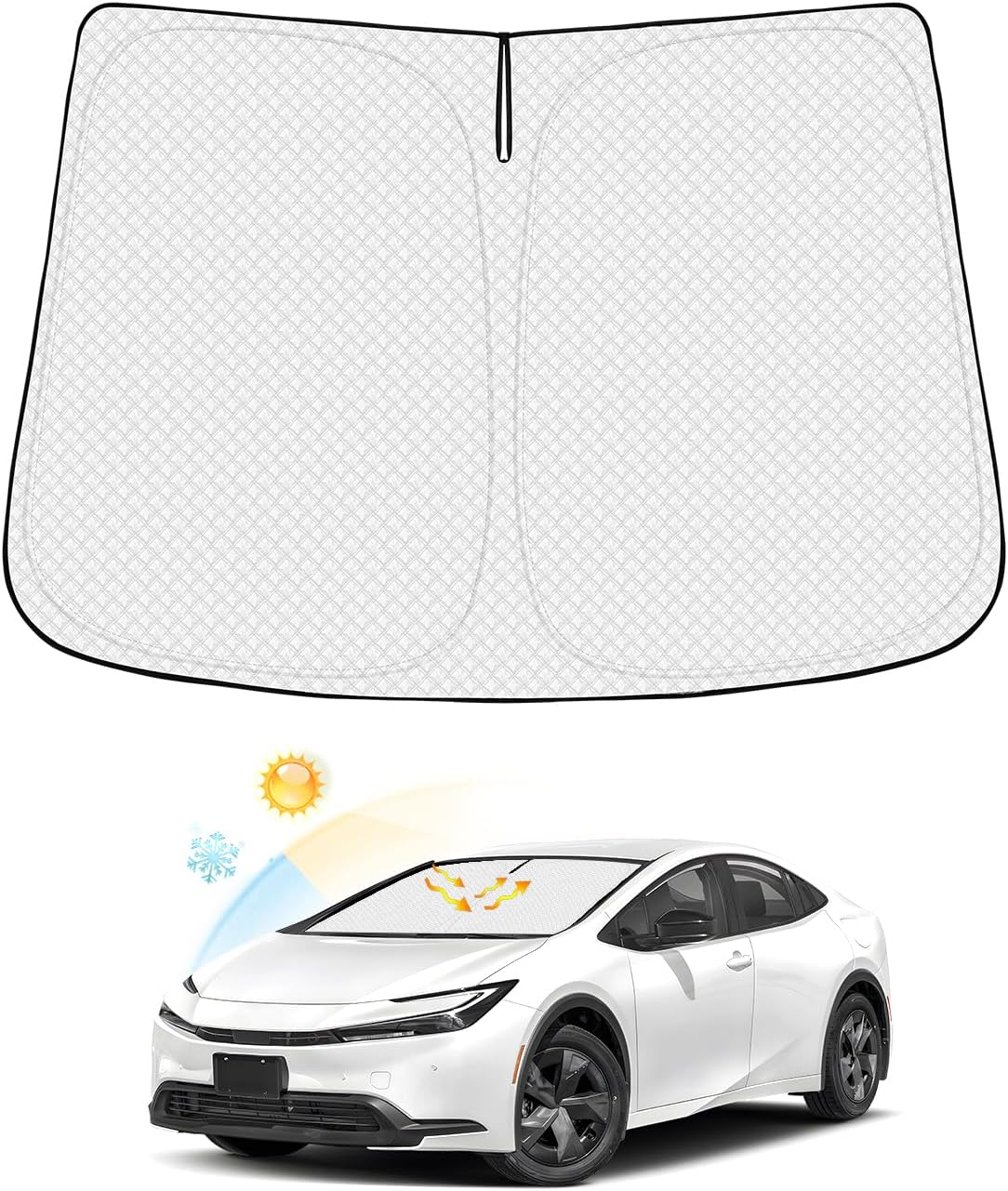 Canvcle Windshield Sun Shade for Toyota Prius 2023-2024 2025 Accessories Thicken 6-Layer Front Window Sunshade Cover Sun Visor Protector Foldable Block UV Rays Keep Vehicle Cool