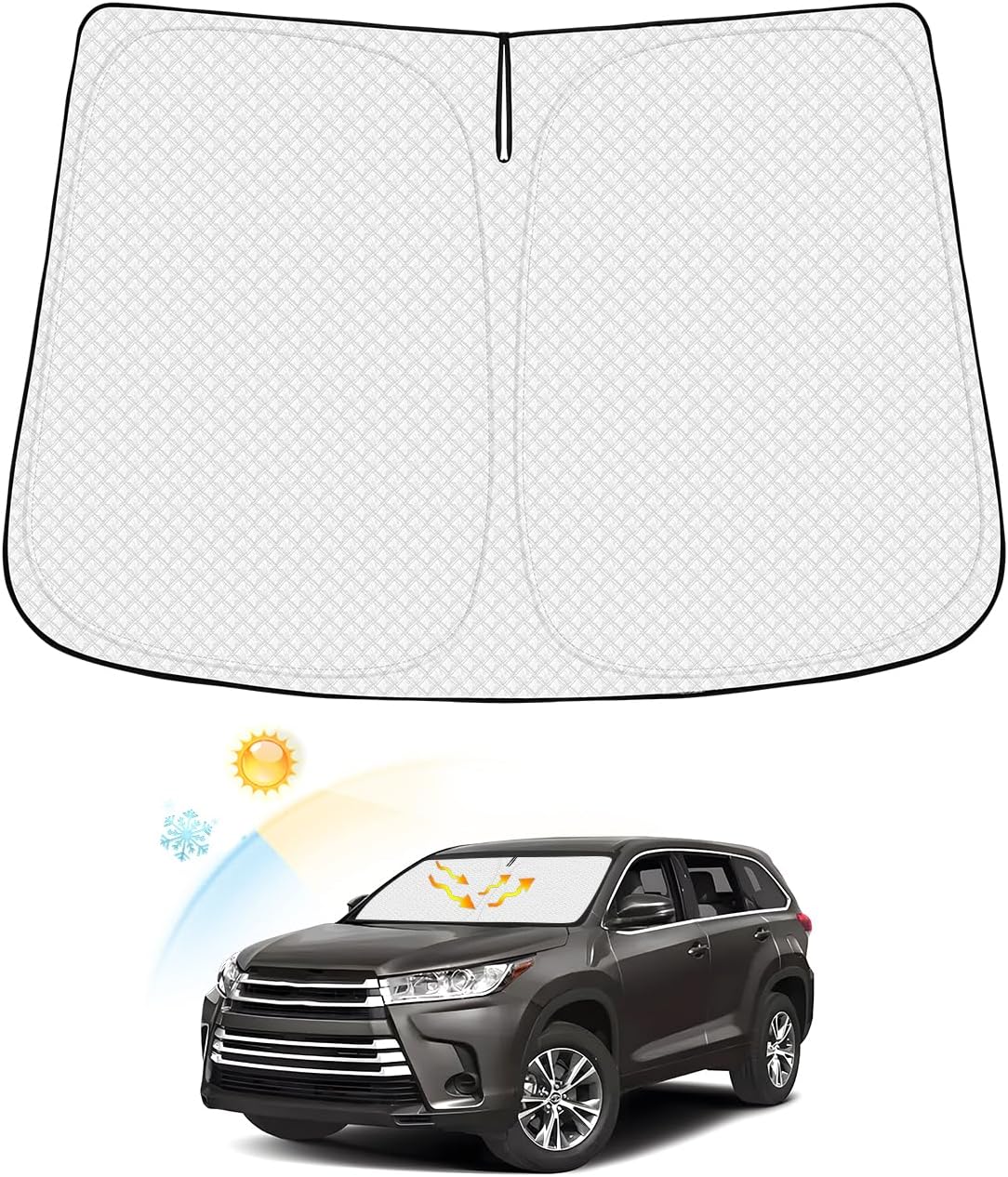 Canvcle Windshield Sun Shade for 2022-2024 2025 Kia Carnival Accessories Thicken 6-Layer Front Window Sunshade Cover Sun Visor Protector Foldable Block UV Rays Keep Vehicle Cool