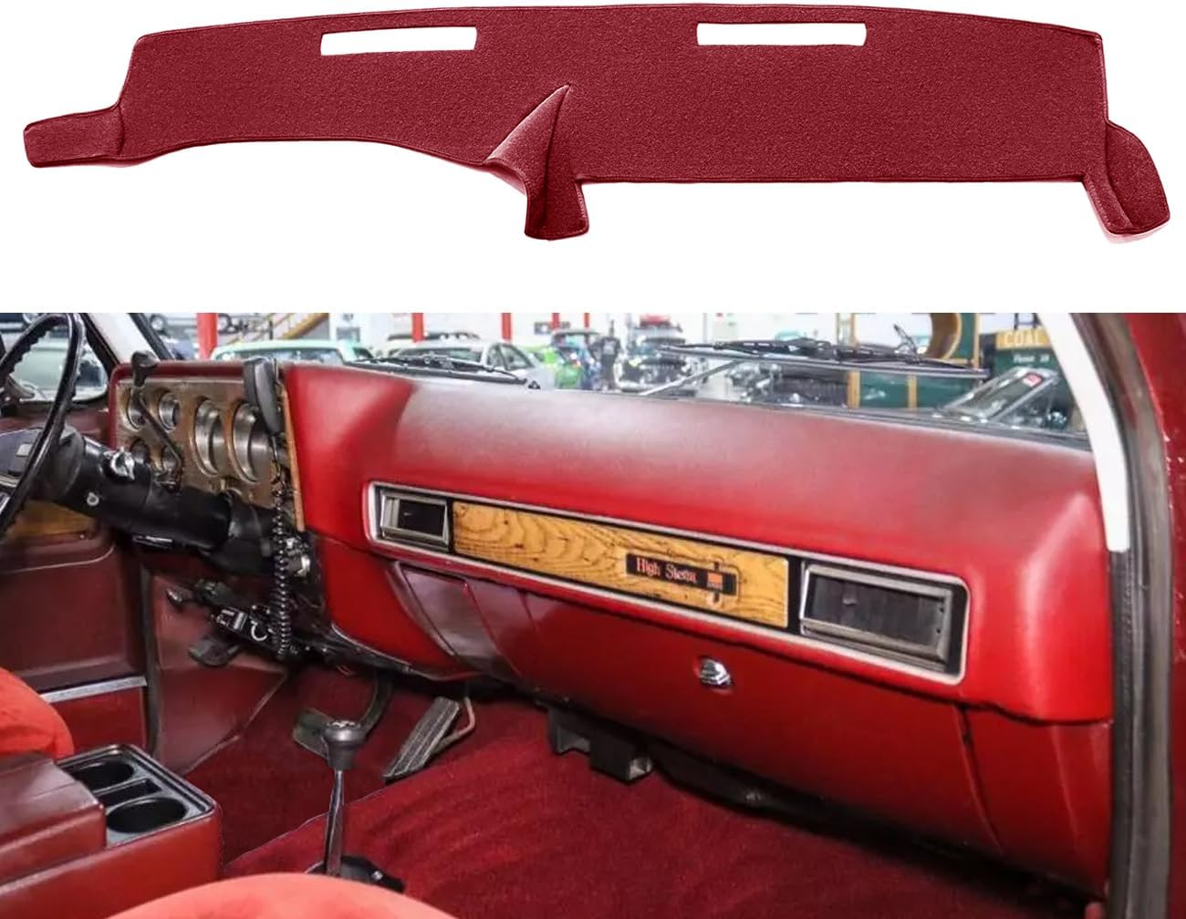 Yiz Dash Cover Mat Custom Fit for 1973-1980 Chevy Chevrolet C10 C20 C30 K10 K20 K30 Suburban K5 Blazer Pickup,GMC Jimmy C/K 15 25 35 1500 2500 Suburban Sierra,Dashboard Pad Carpet (73-80 Maroon) J74