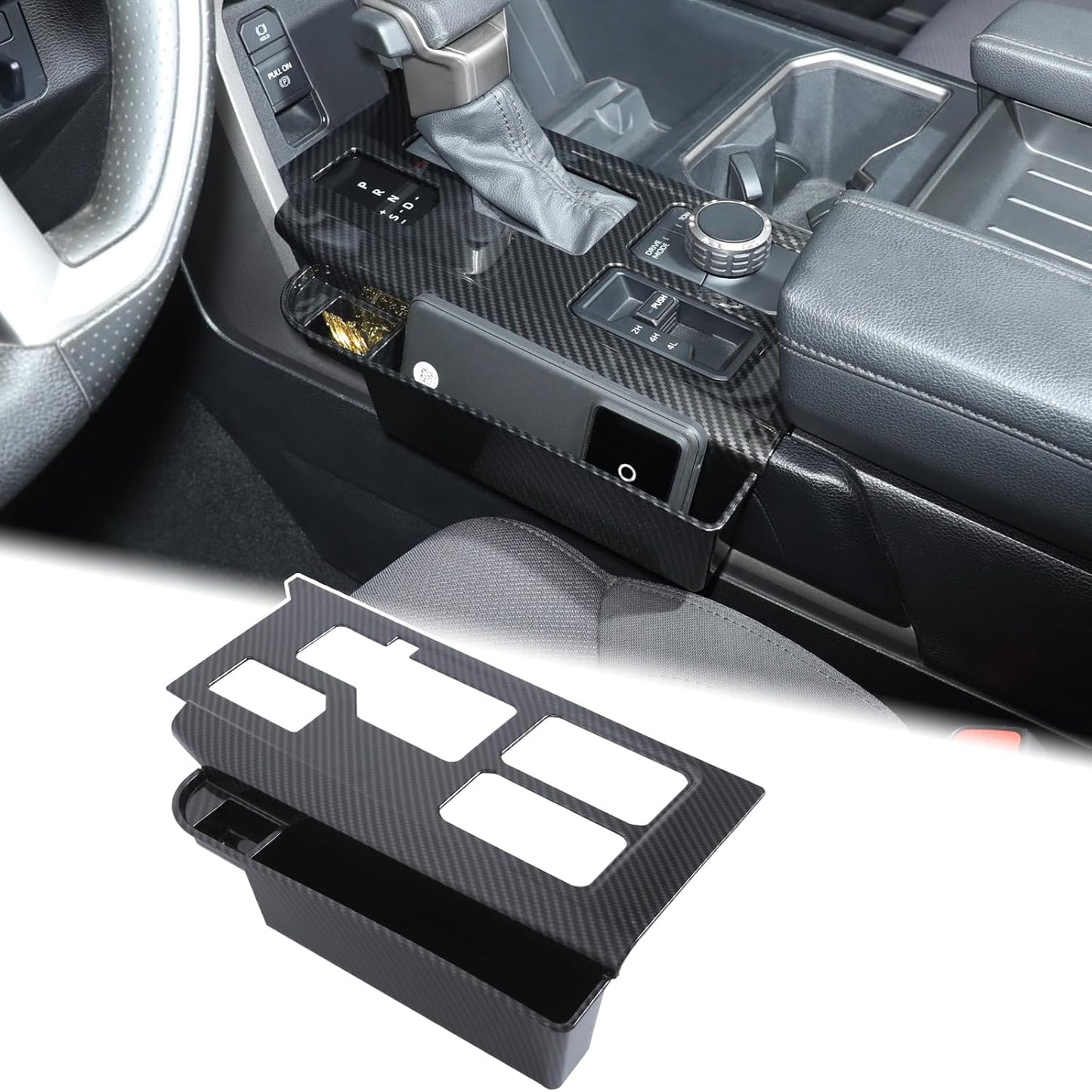 Aunginsy Central Control Gear Shift Panel Trim Cover Compatible with Toyota Tundra/Sequoia 2022-2024 Car Gear Shifter Console Anti-Scratch Panel Frame Protect Sticker with 4WD Accessories(Mech Style)