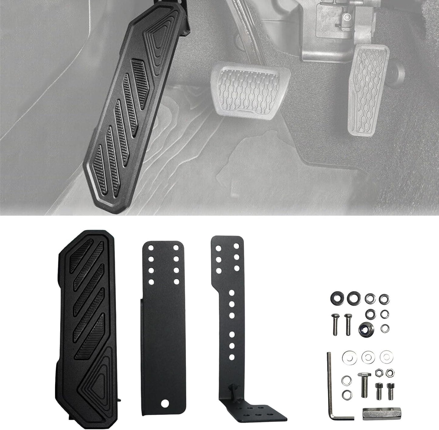 ETL INDUSTRIES Dead Pedal Left Foot Rest Pad for Jeep Wrangler JL JLU/Gladiator JT 2018 2019 2020 2021 2022 2023 2024 Driver Side Kick Panel Pads Cover Aluminum Anti-Slip Adjustable Pedals