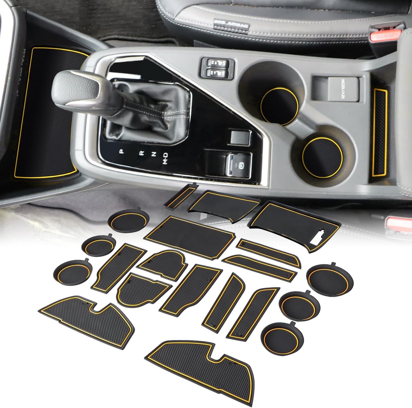 Auovo Cup Holder Inserts Liners Compatible with Subaru Crosstrek 2024 2025 Impreza Accessories Car Custom Center Console Door Pocket Mats Pads 19PCS (Gray Trim)